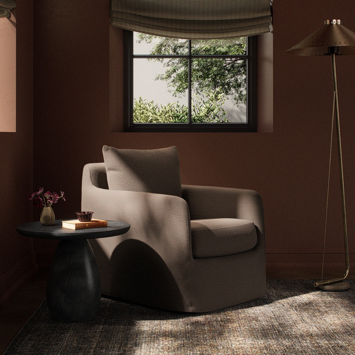 Banks Slipcover Swivel Chair