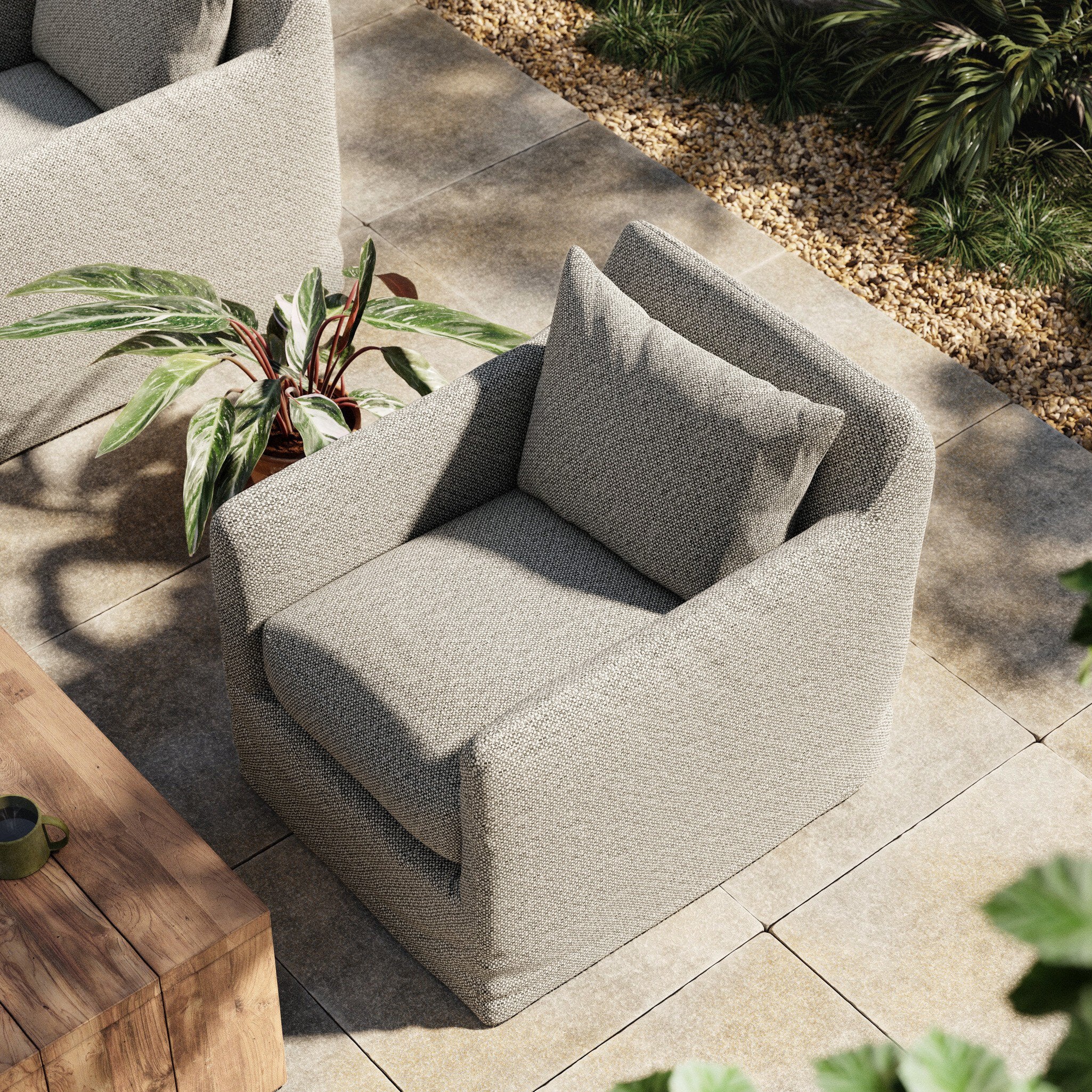 Dade Outdoor Slipcover Swivel Chair