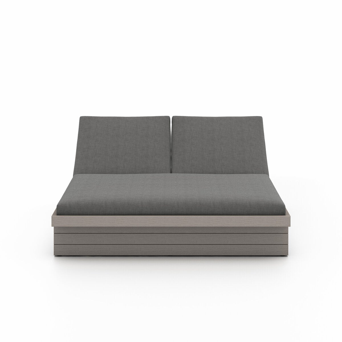 Leroy Outdoor Double Chaise, Weathered Grey