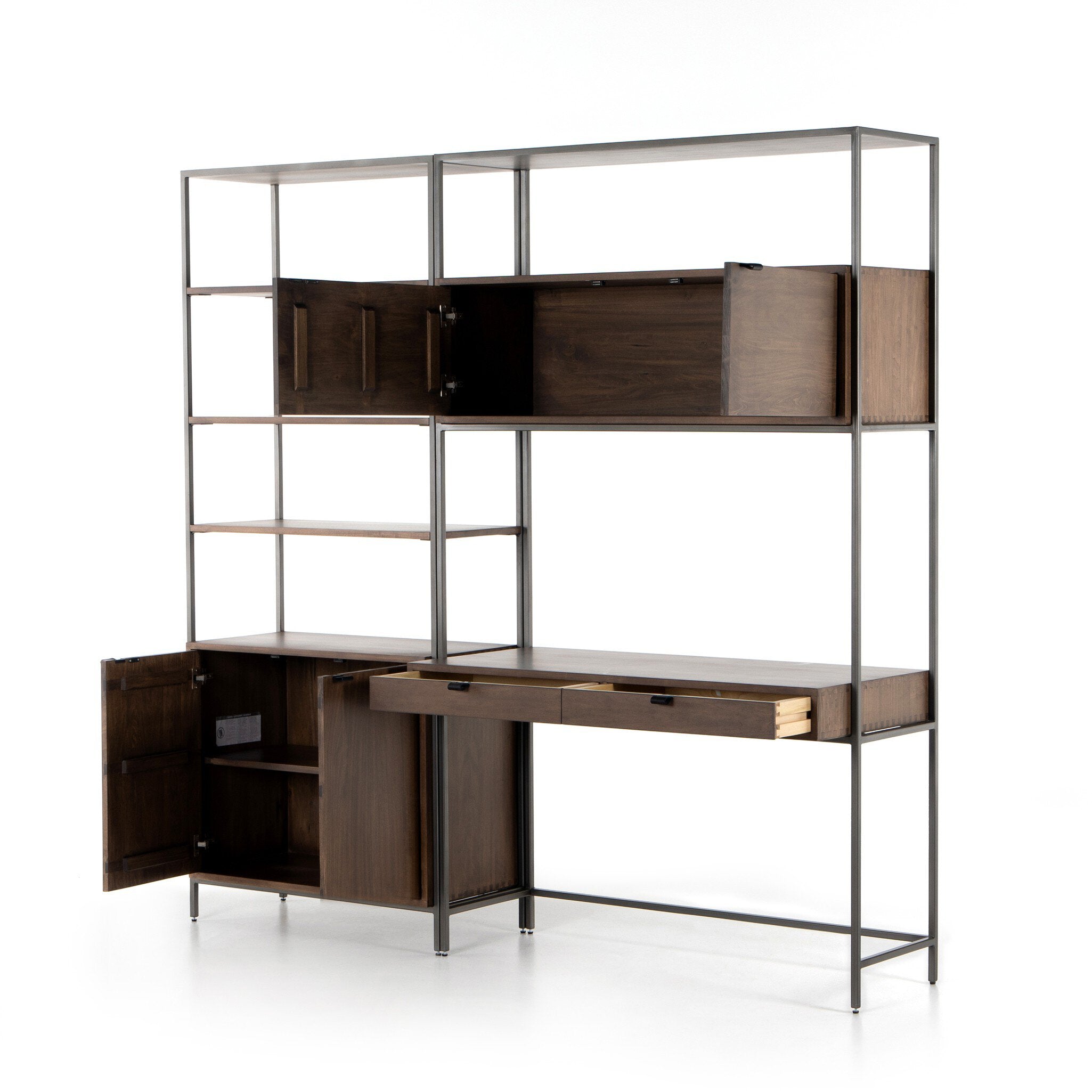 Trey Modular Wall Desk With 1 Bookcase