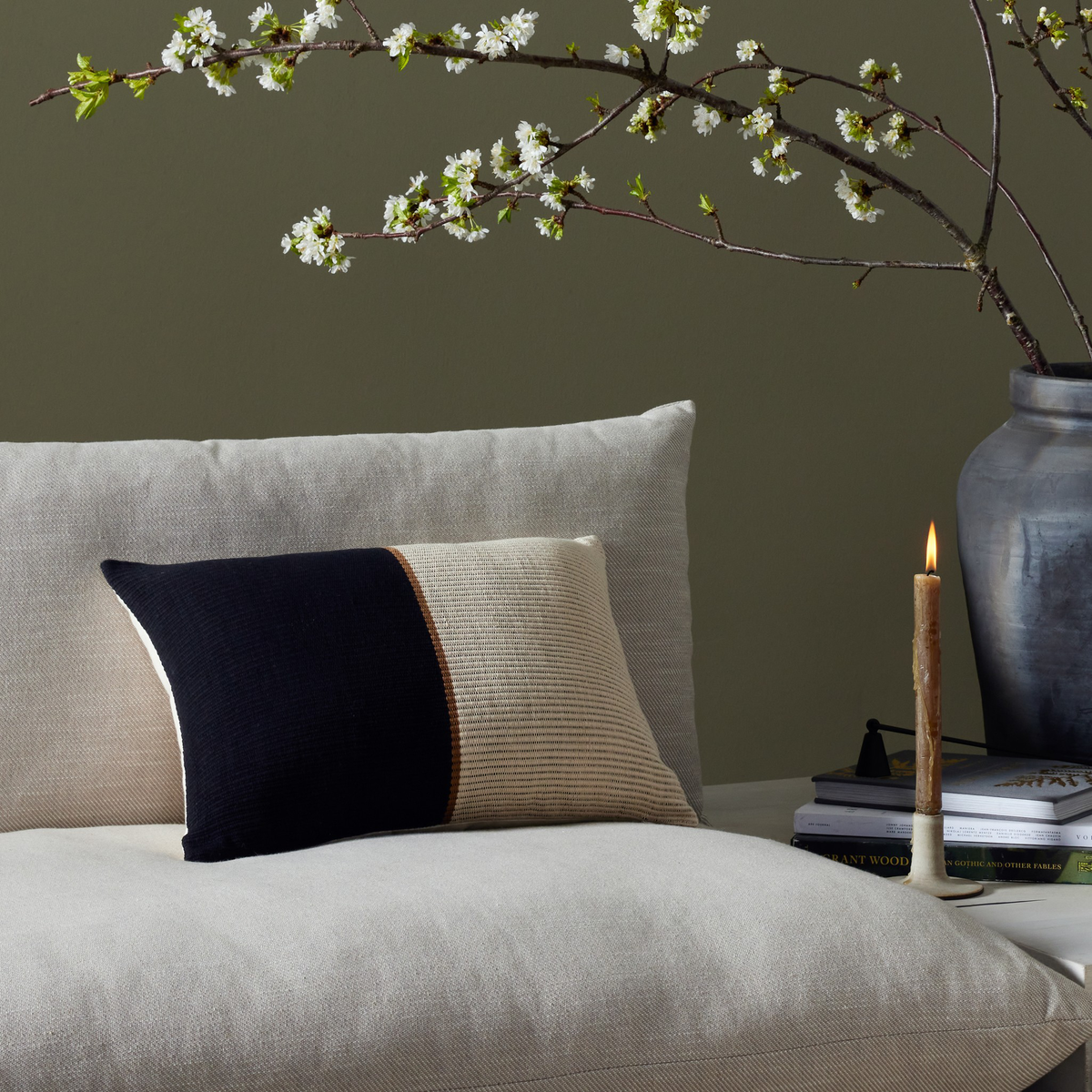 Handwoven Merido Pillow - Black by Four Hands