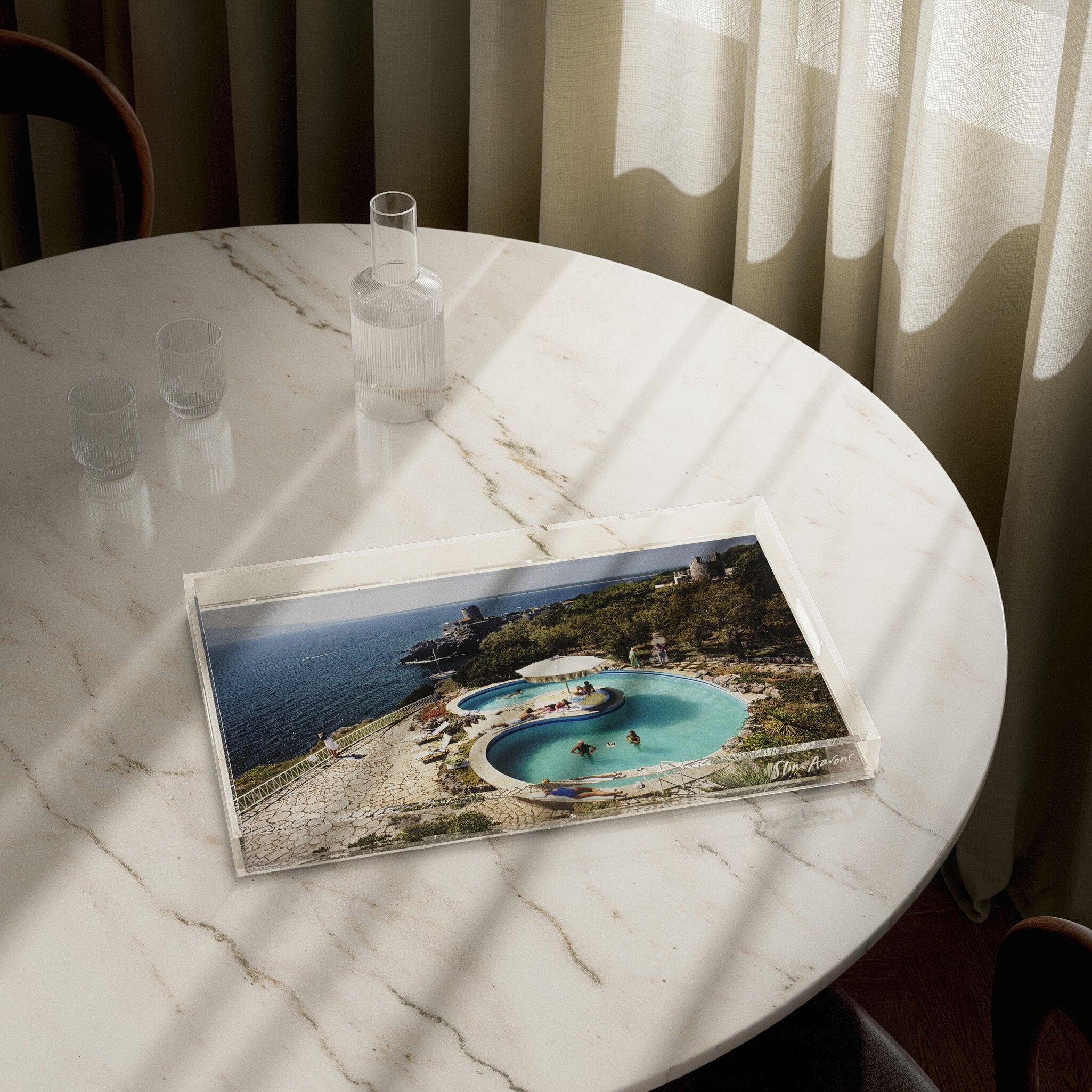 Pool At Villa Gli Arieti Tray By Slim Aarons