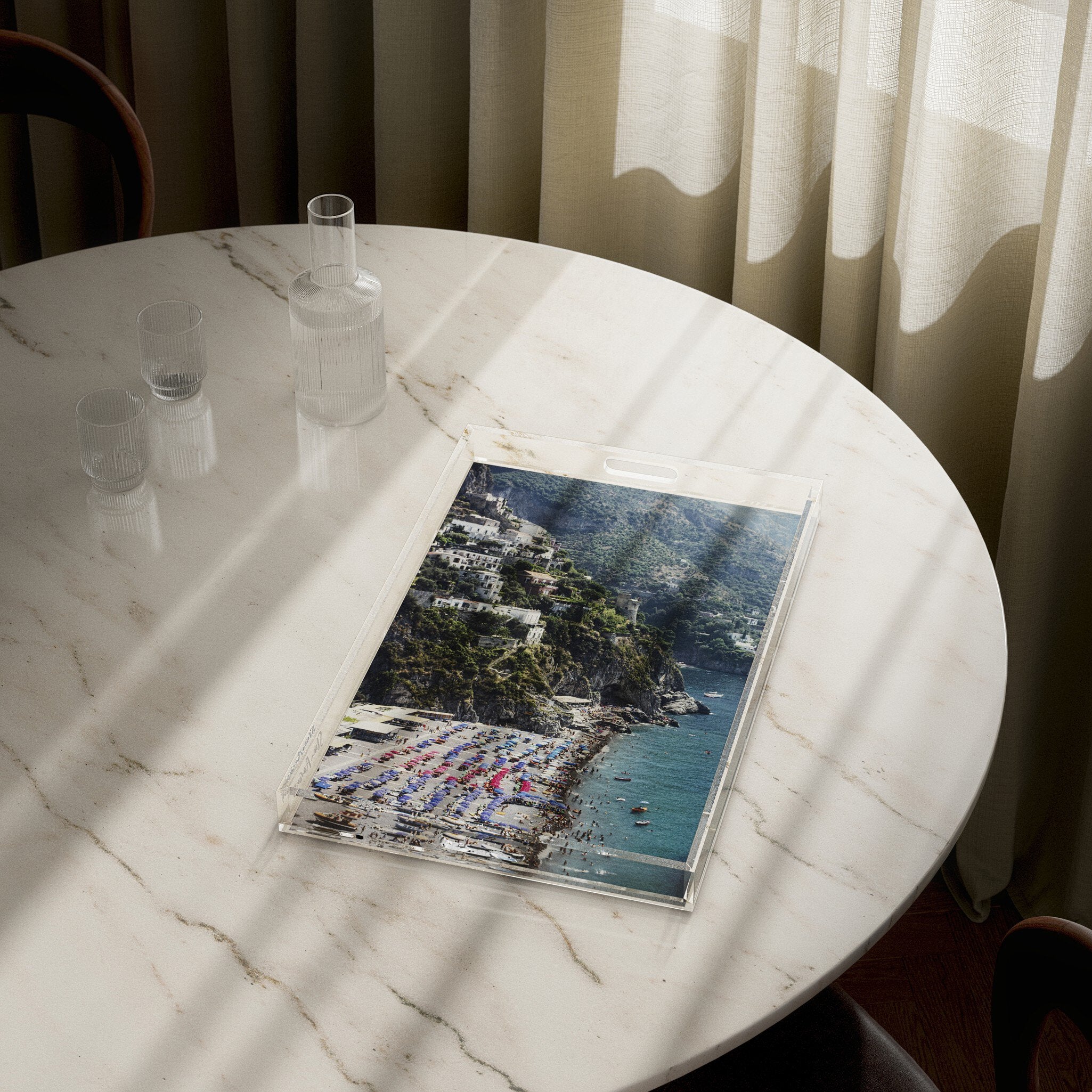 Beach In Positano Tray By Slim Aarons