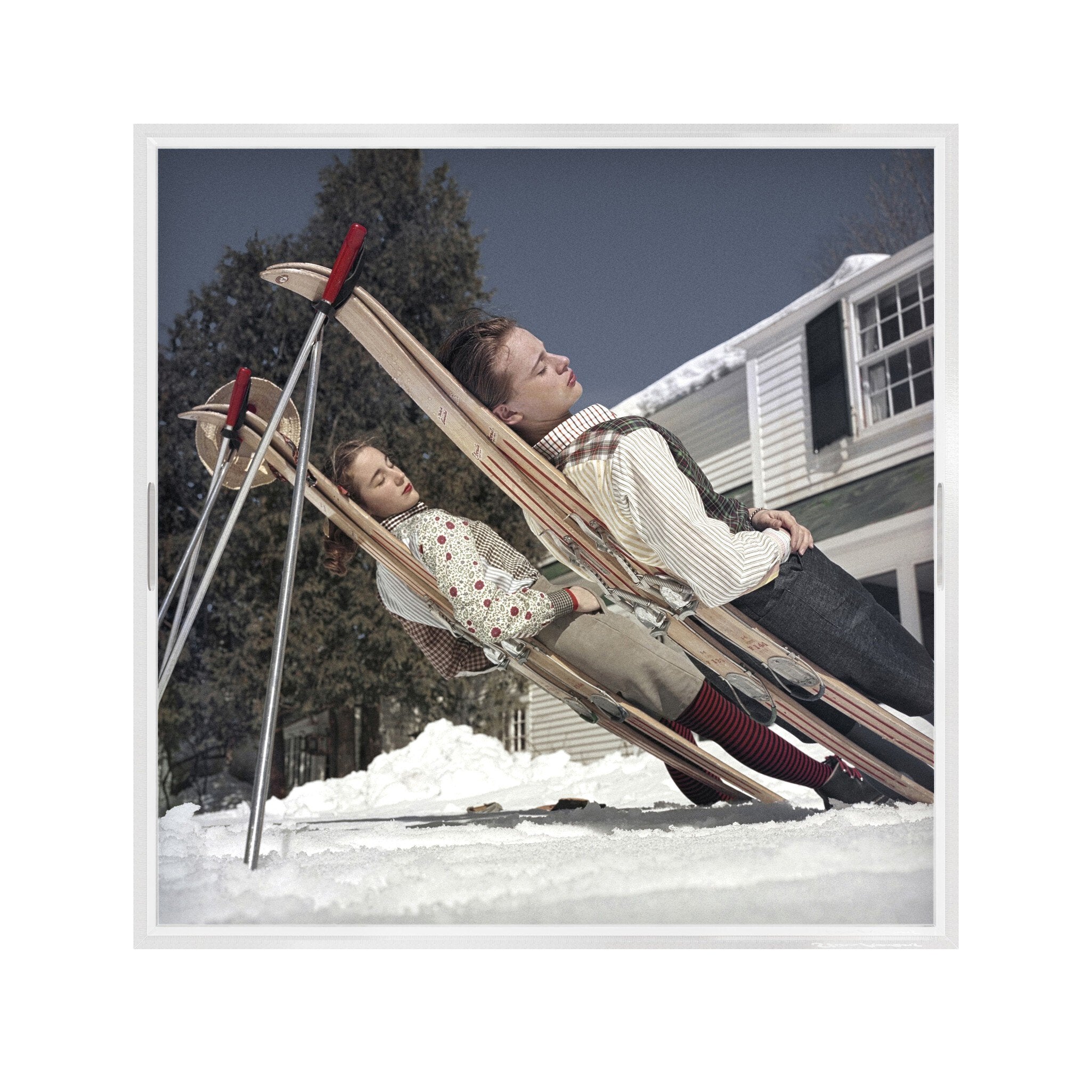 New England Skiing Tray By Slim Aarons