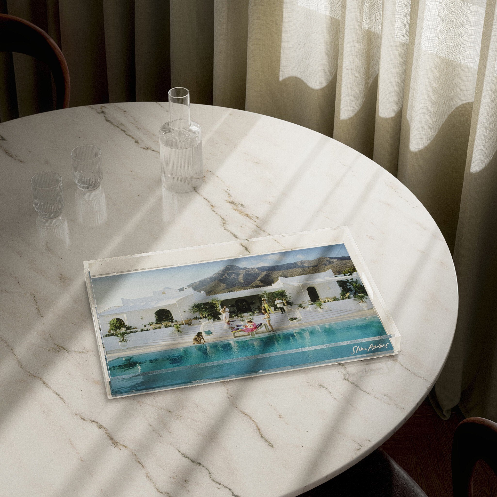 Pool At El Venerol Tray By Slim Aarons