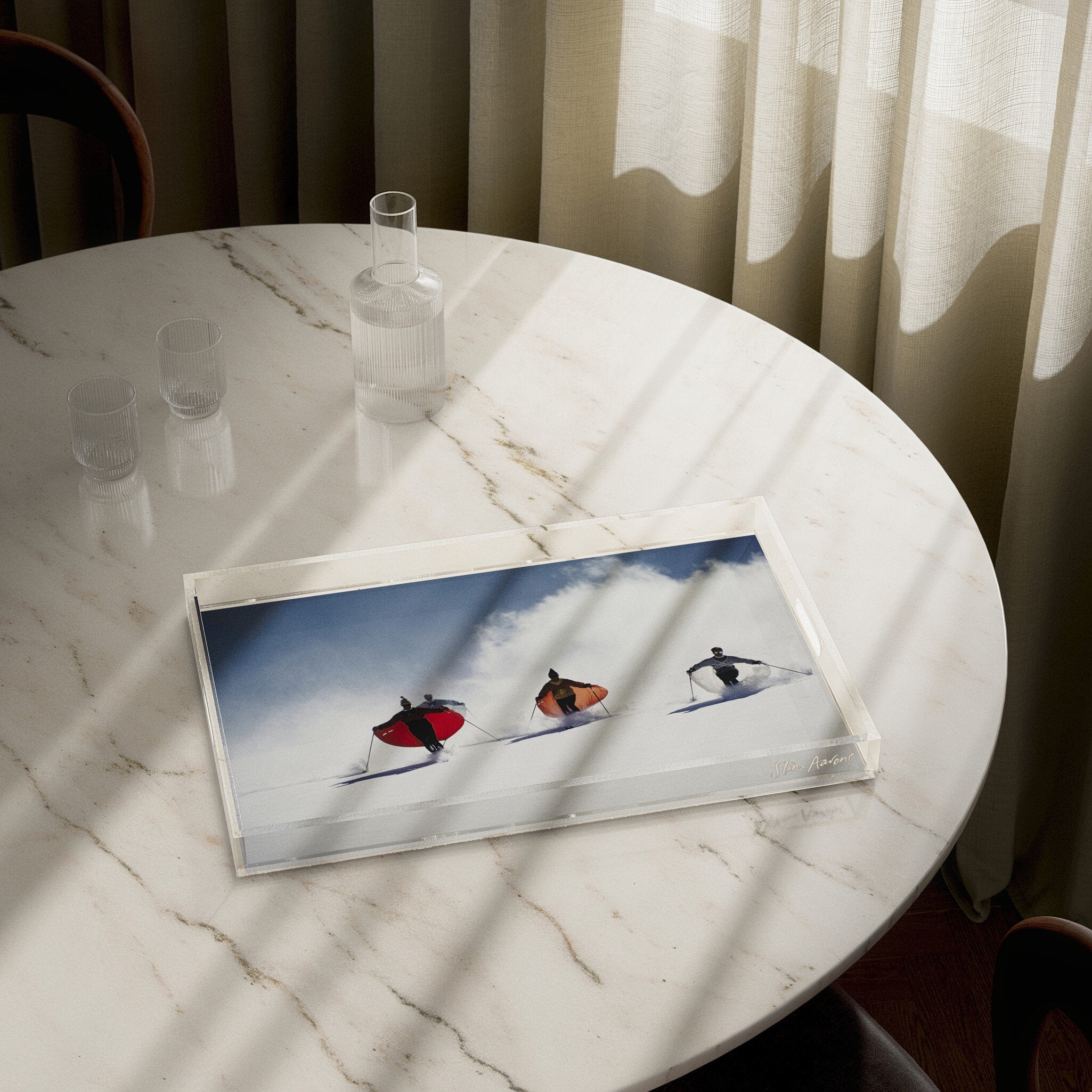 Caped Skiers Tray By Slim Aarons