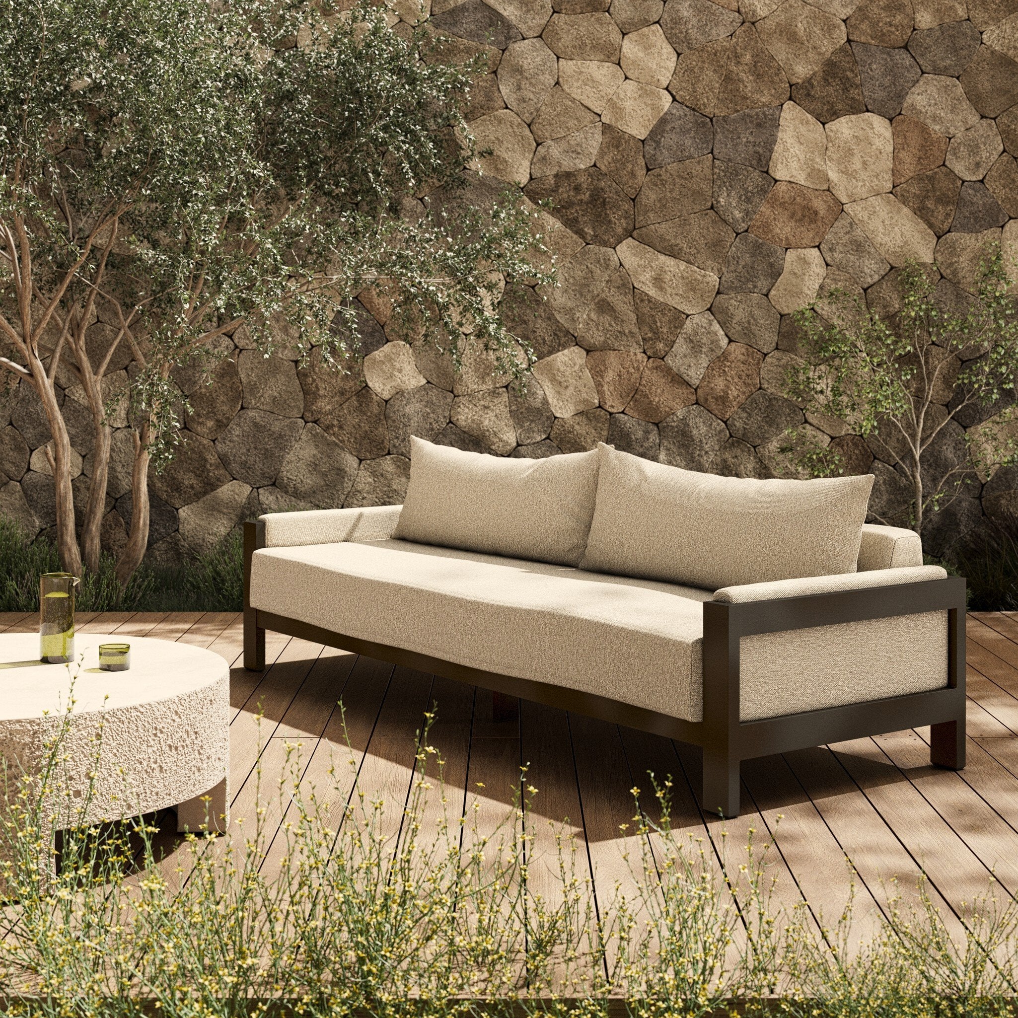 Chapman Outdoor Metal Sofa-106"