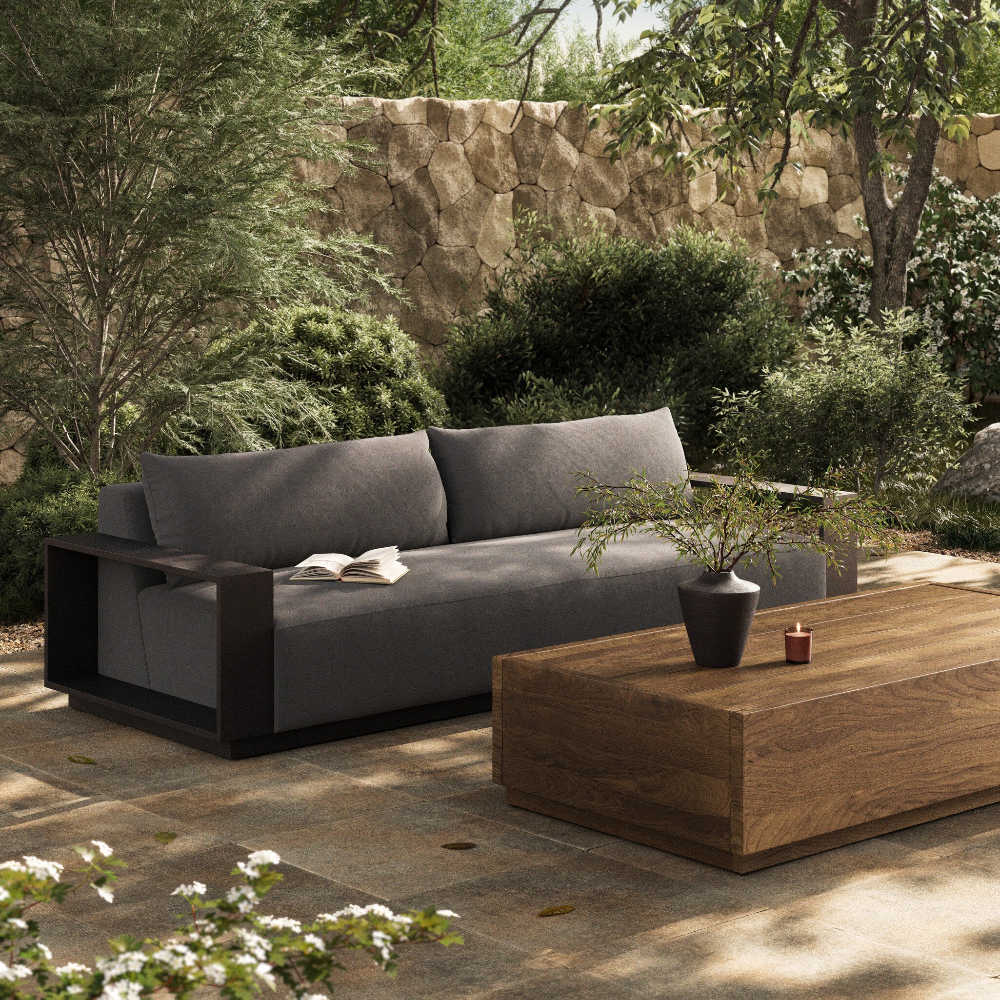 Branford Outdoor Metal Sofa-106"