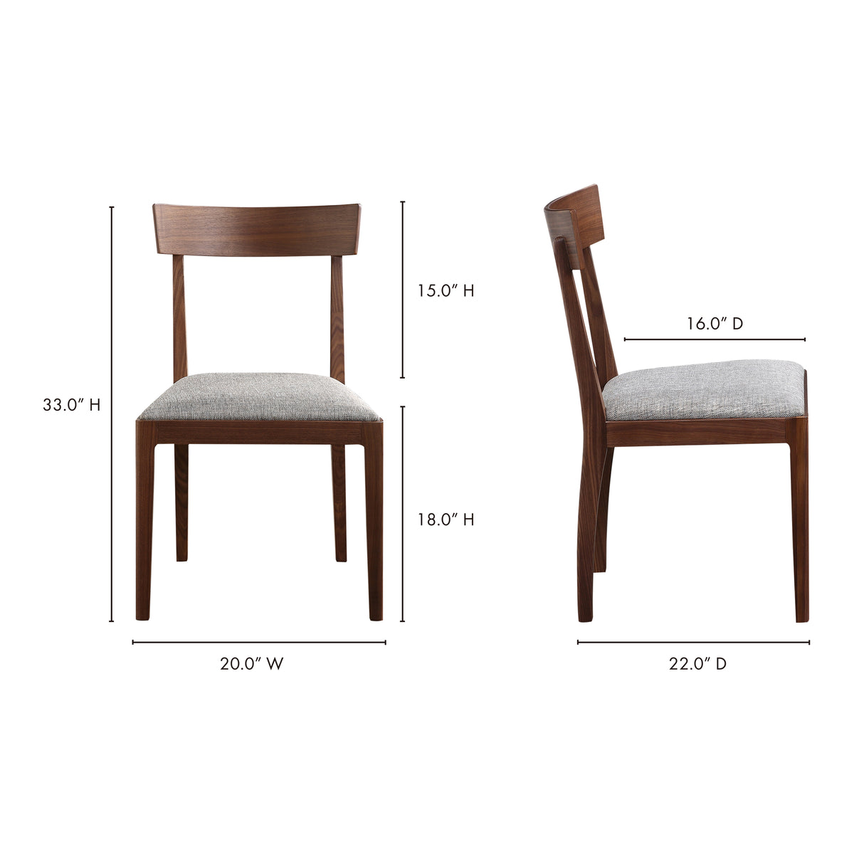 Leone Dining Chair Walnut Brown - Set Of Two by Moe's Home