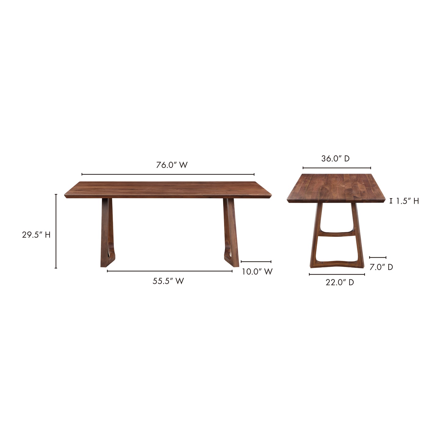 Silas Dining Table Walnut Brown by Moe's Home