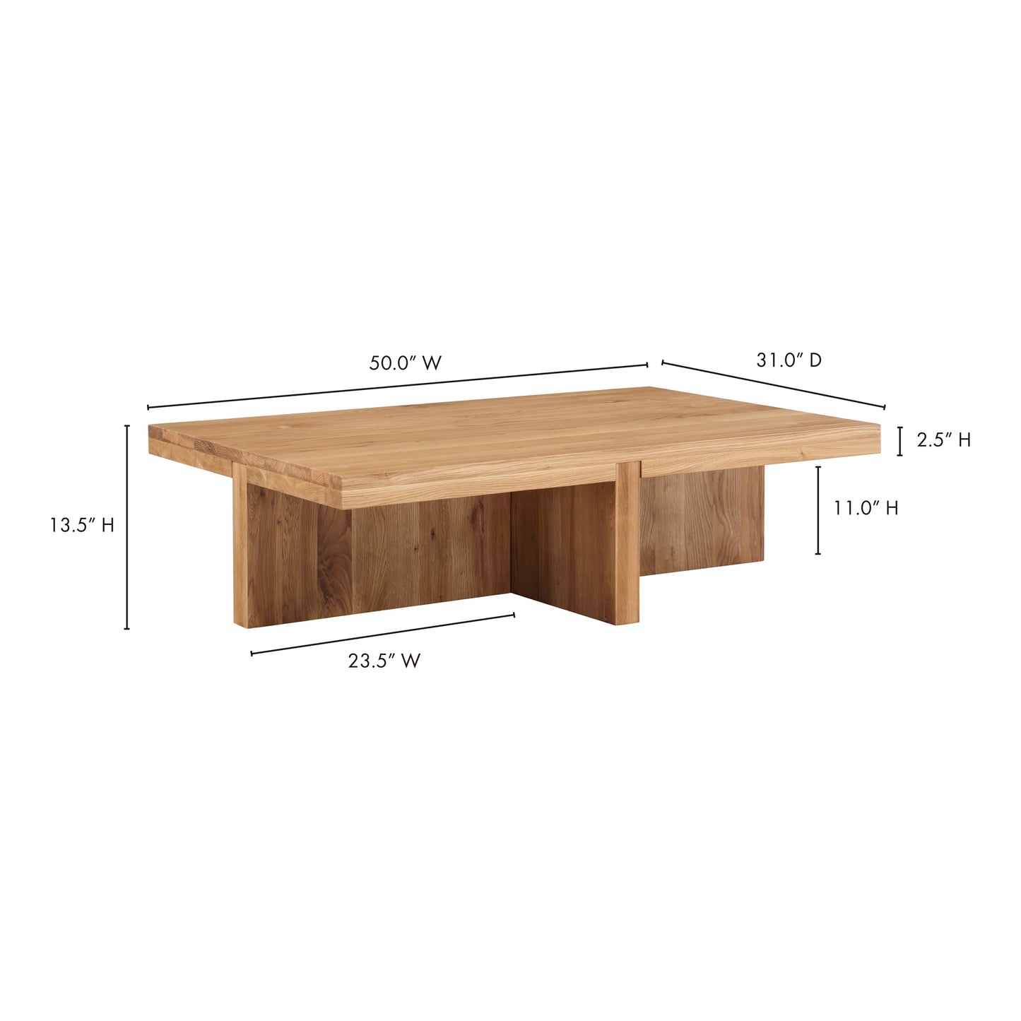 Folke Rectangular Coffee Table Natural by Moe's Home