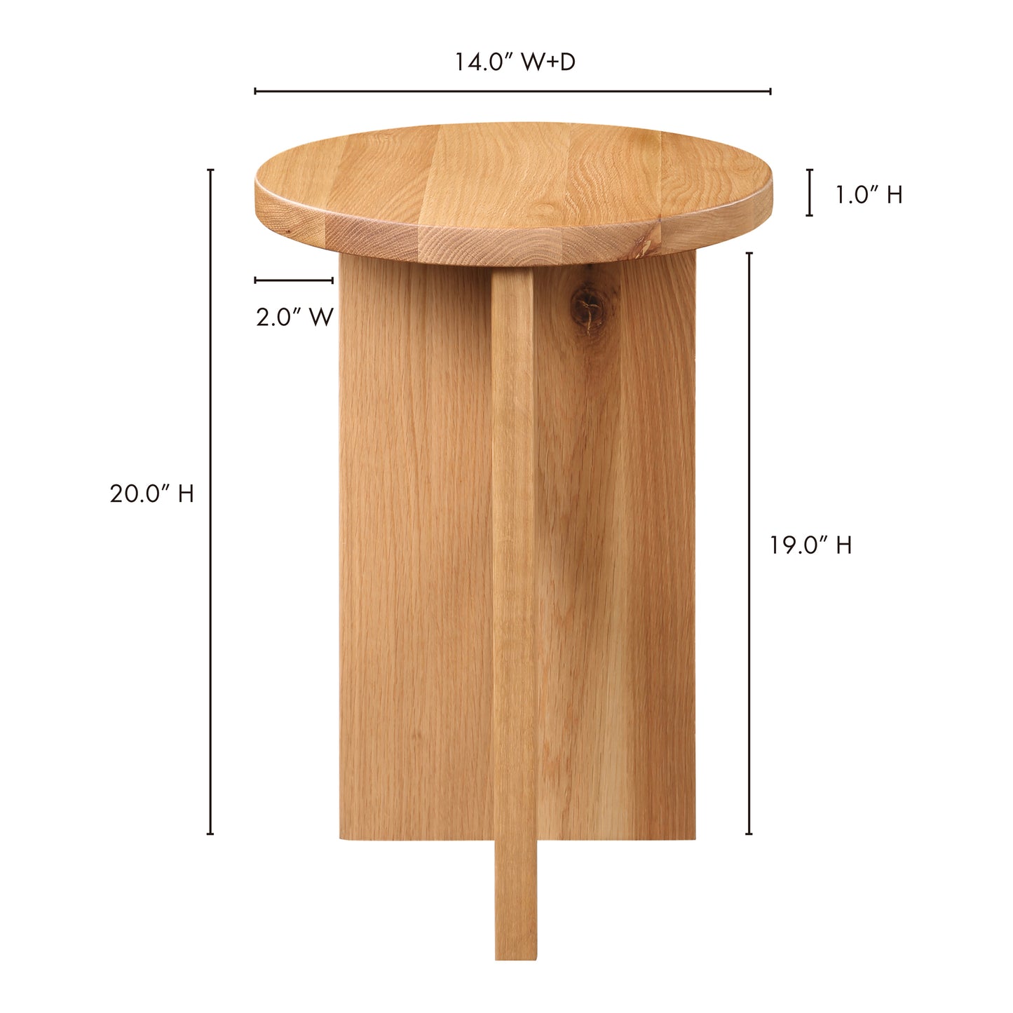 Grace Accent Table Natural Oak by Moe's Home