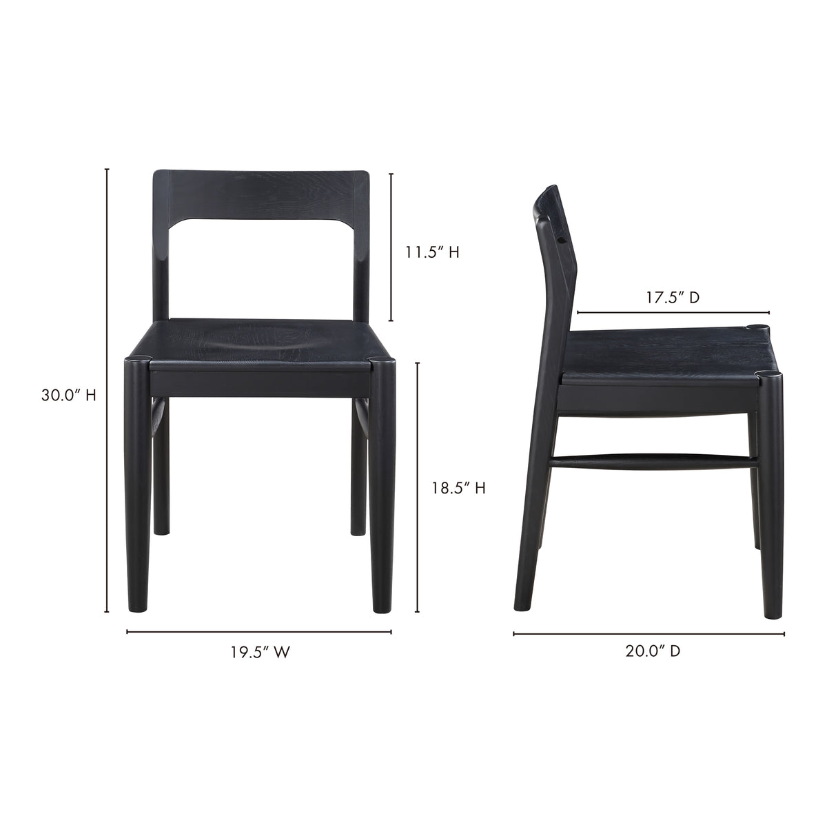 Owing Dining Chair Black - Set Of Two by Moe's Home