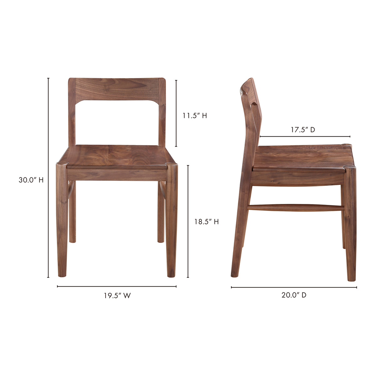 Owing Dining Chair Walnut Brown - Set Of Two by Moe's Home