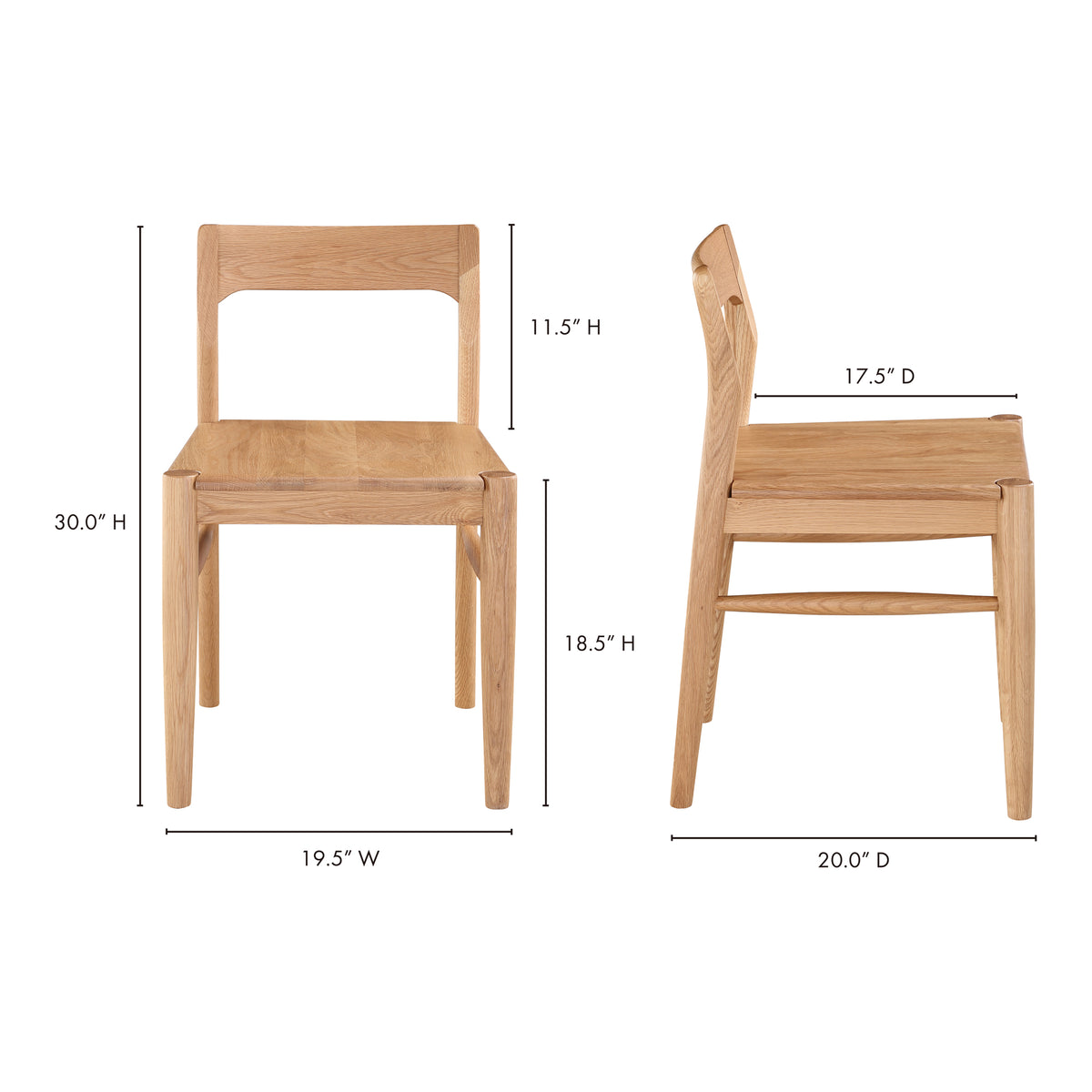 Owing Dining Chair Natural Oak - Set Of Two by Moe's Home