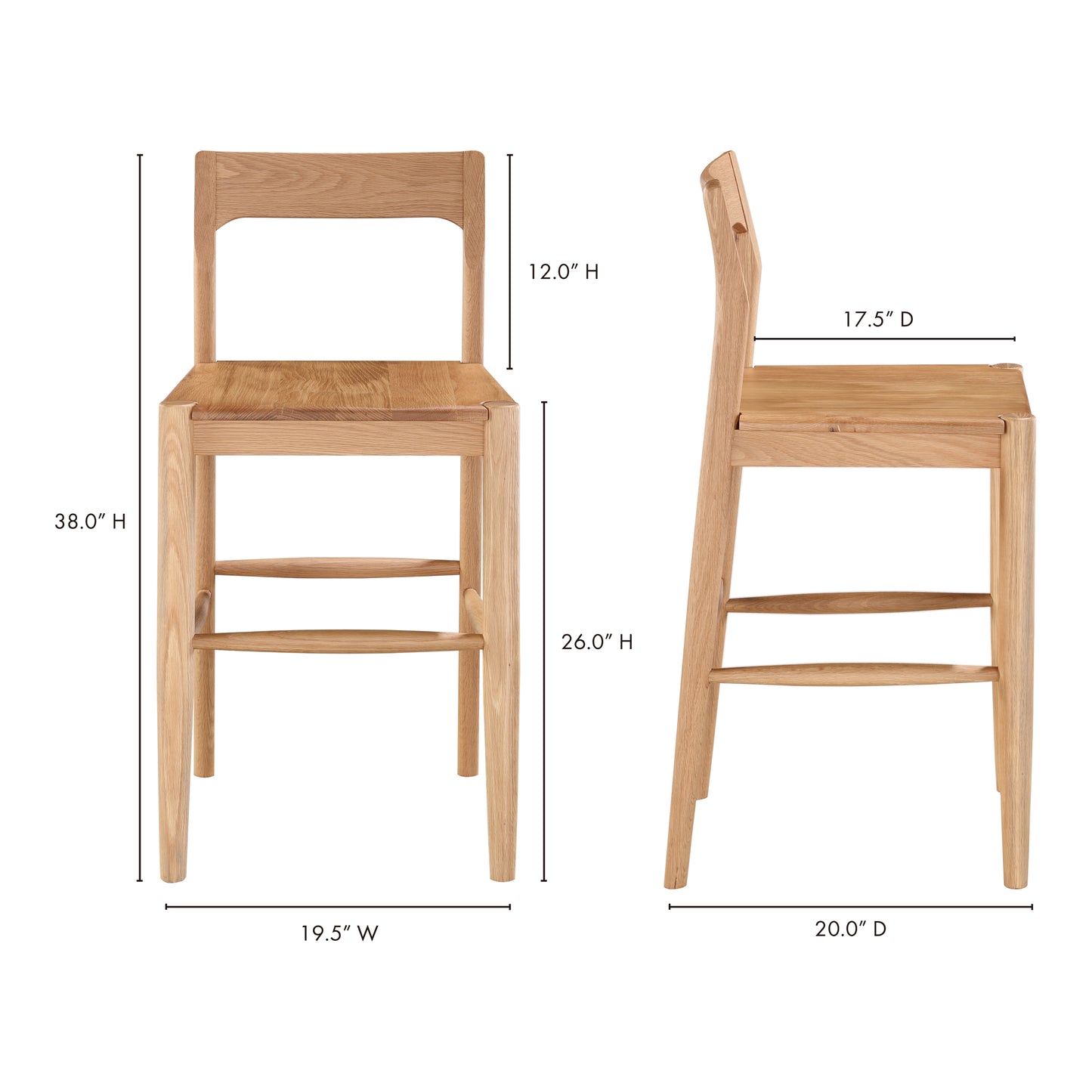 Owing Counter Stool Natural Oak by Moe's Home