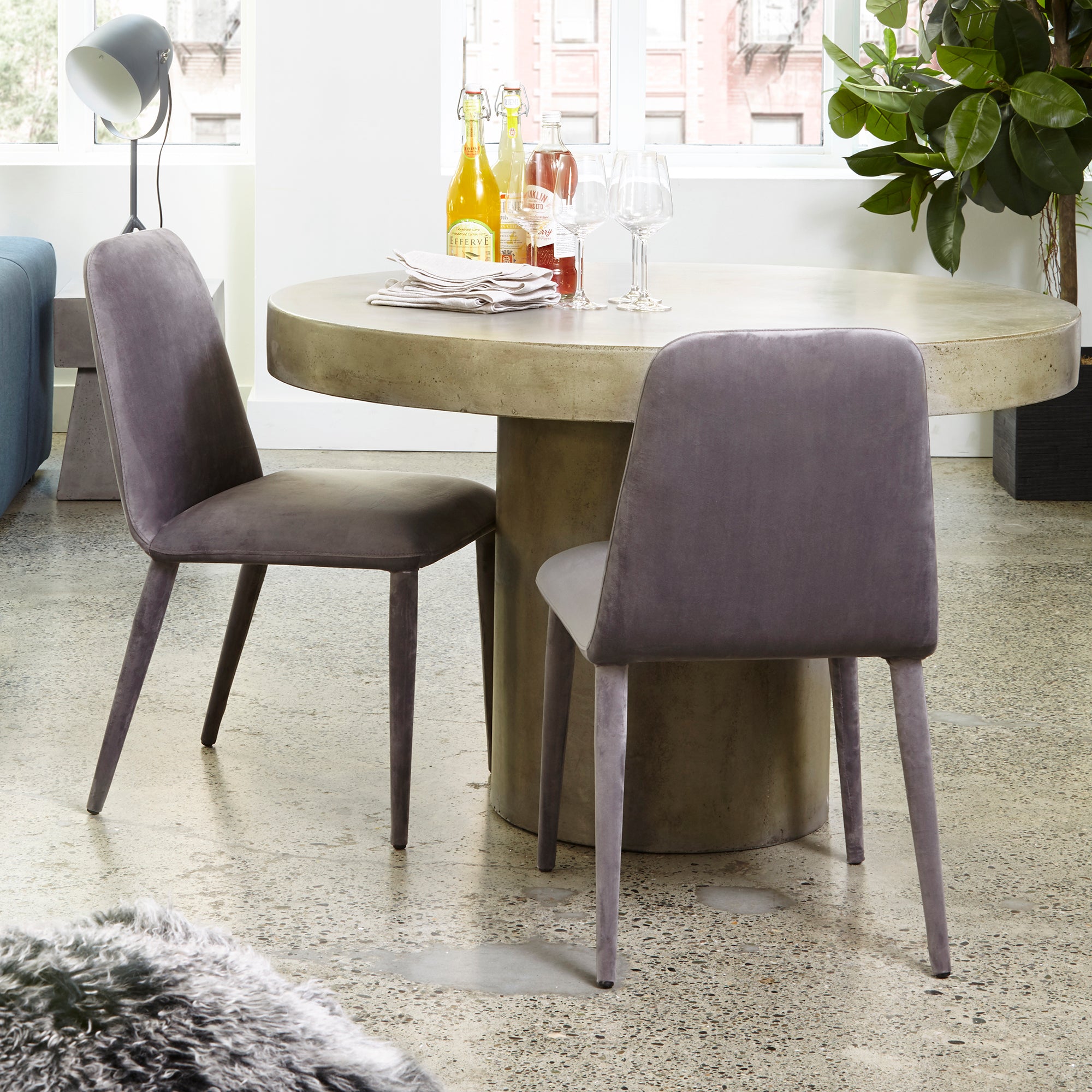 Cassius Round Outdoor Dining Table Dark Grey