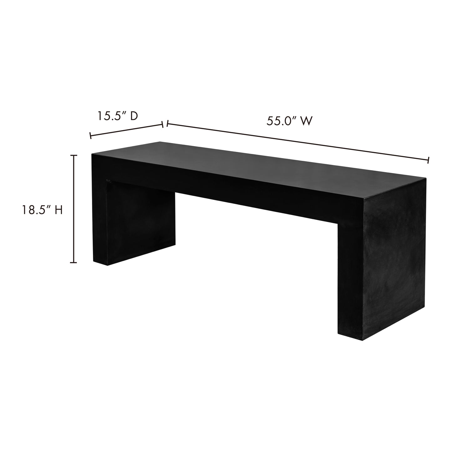 Lazarus Outdoor Bench Black by Moe's Home