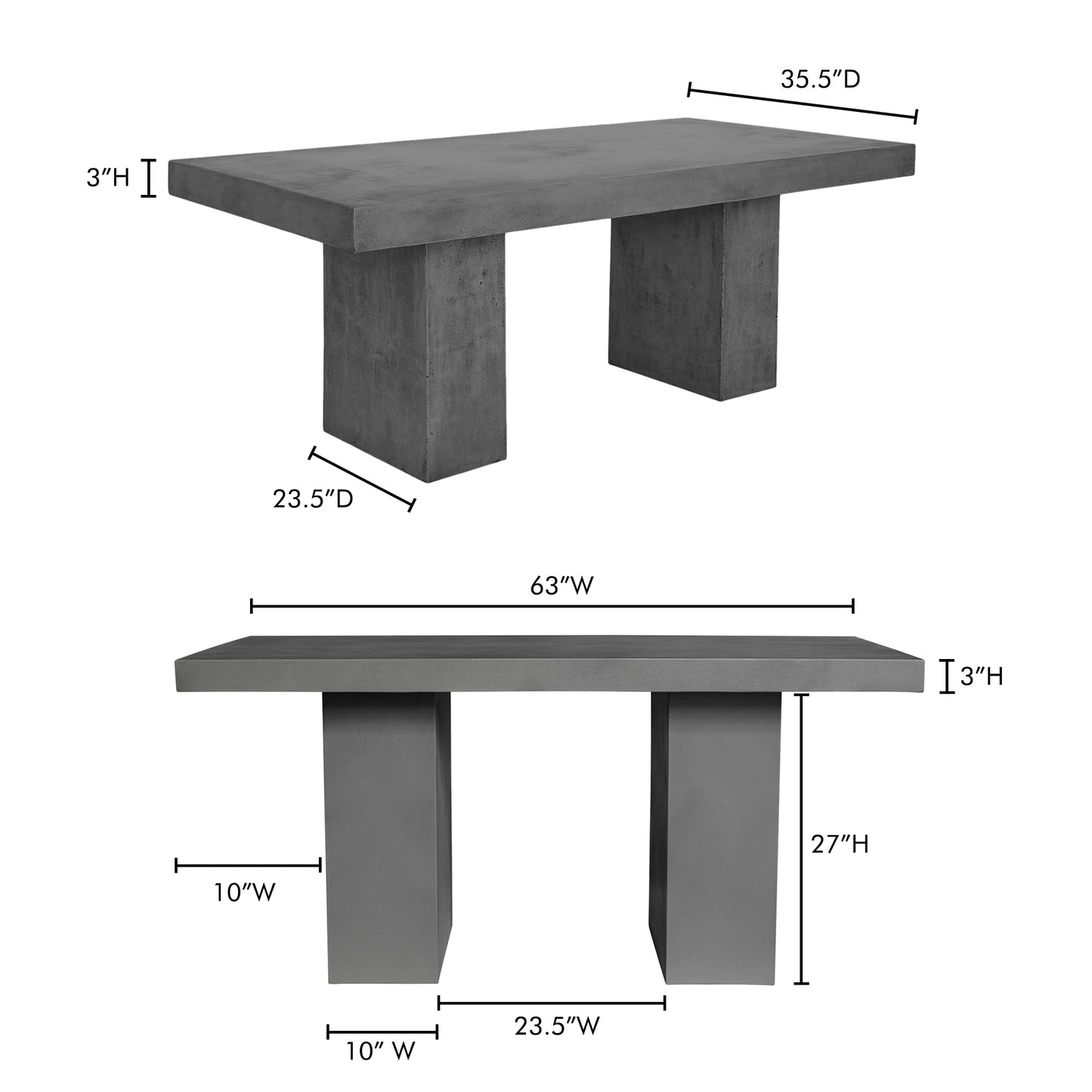 Aurelius 2 Outdoor Dining Table Dark Grey by Moe's Home