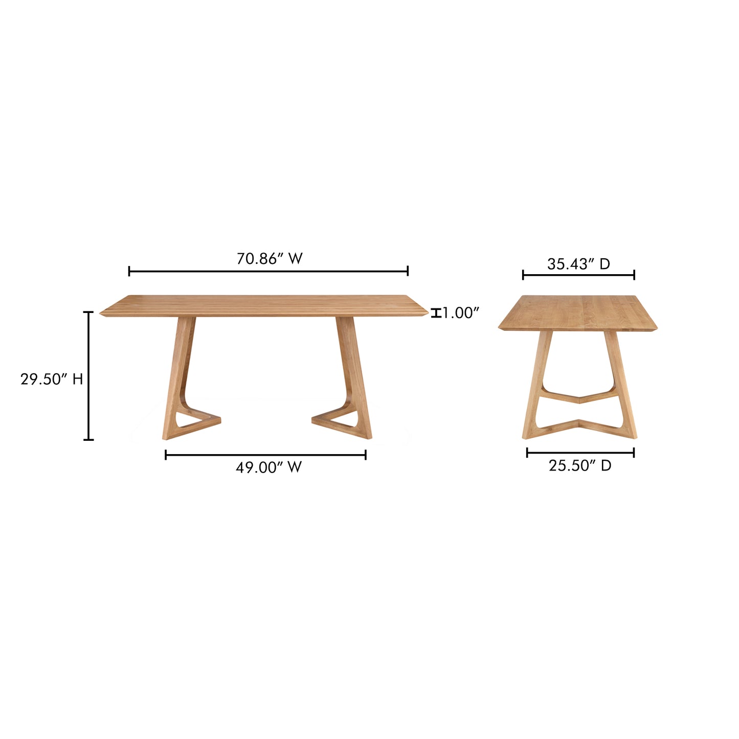 Godenza Rectangular Dining Table Oak by Moe's Home