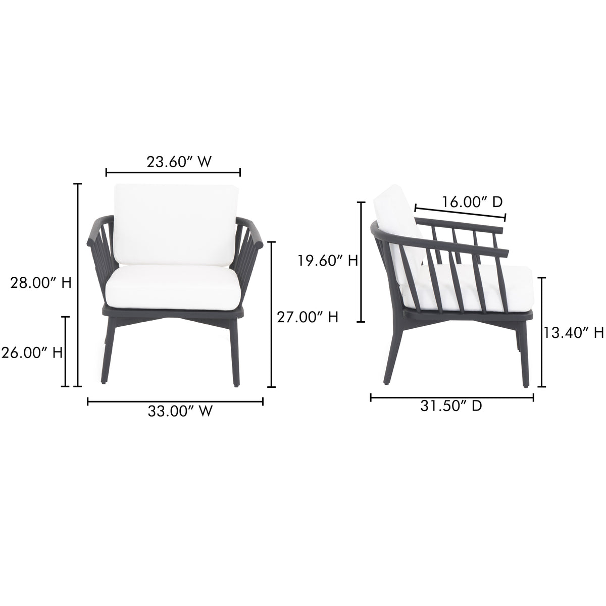 Wren Outdoor Lounge Chair Warm White by Moe's Home
