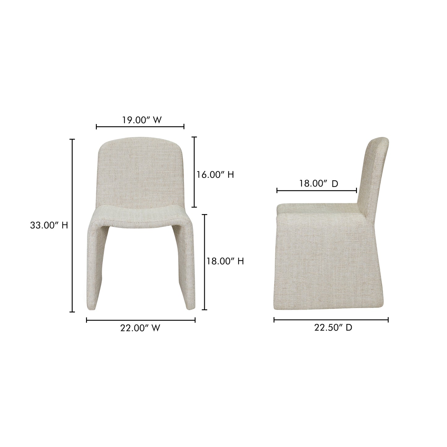 Ella Dining Chair Heather Beige by Moe's Home
