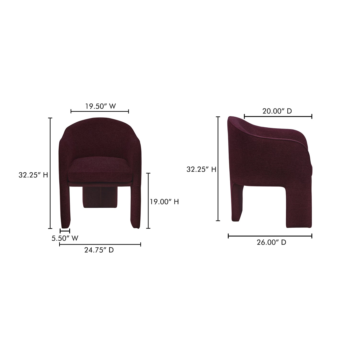 Clara Dining Chair Plum by Moe's Home