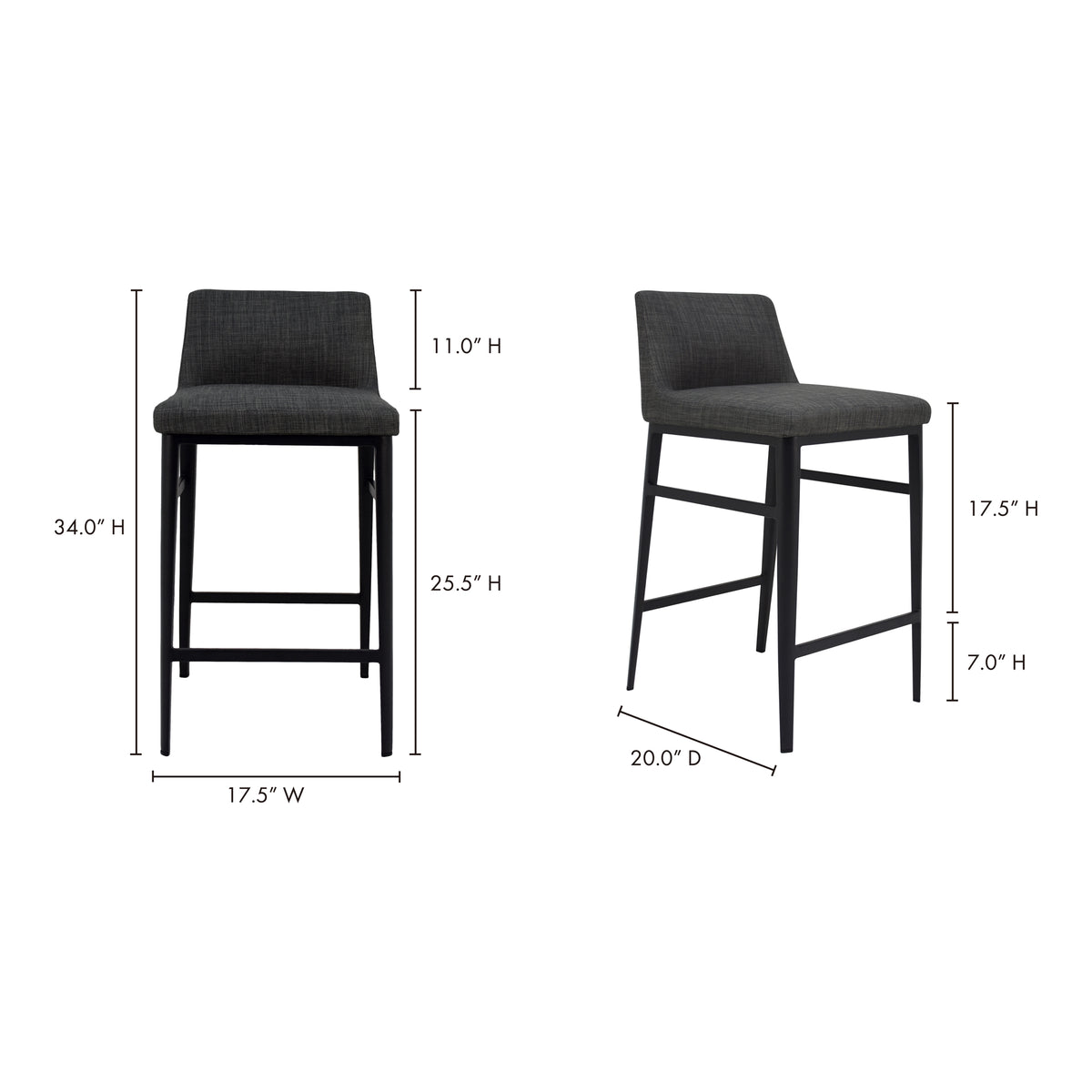 Baron Counter Stool Charcoal Grey by Moe's Home