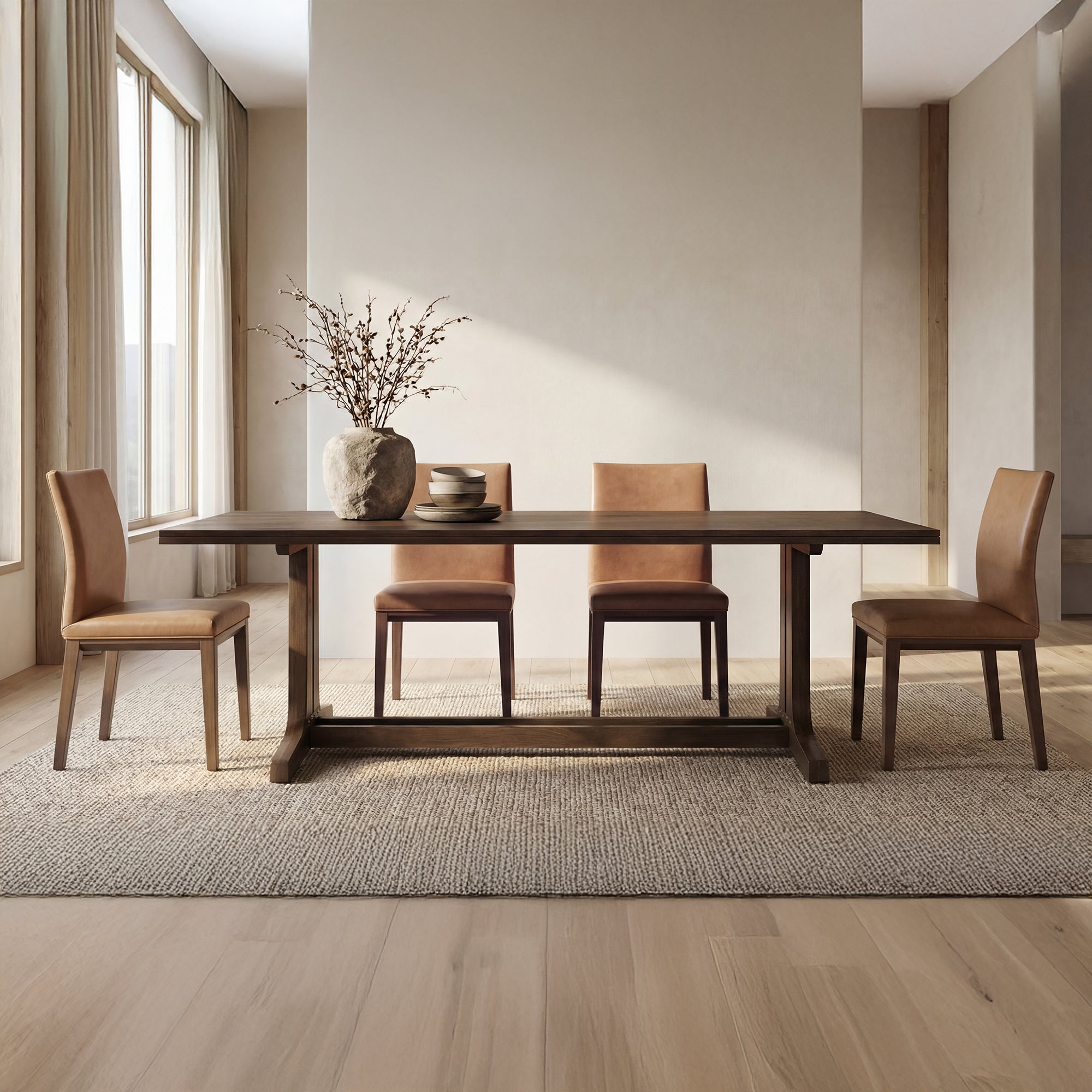 Frankie Dining Chair Tan Leather-Set Of Two by Moe's Home