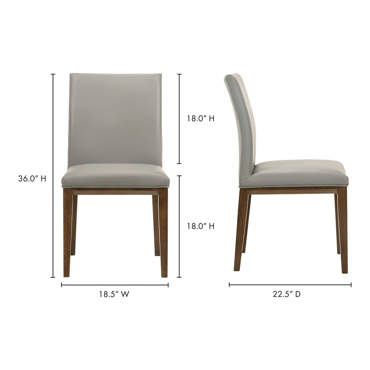 Frankie Dining Chair Grey - Set Of Two by Moe's Home