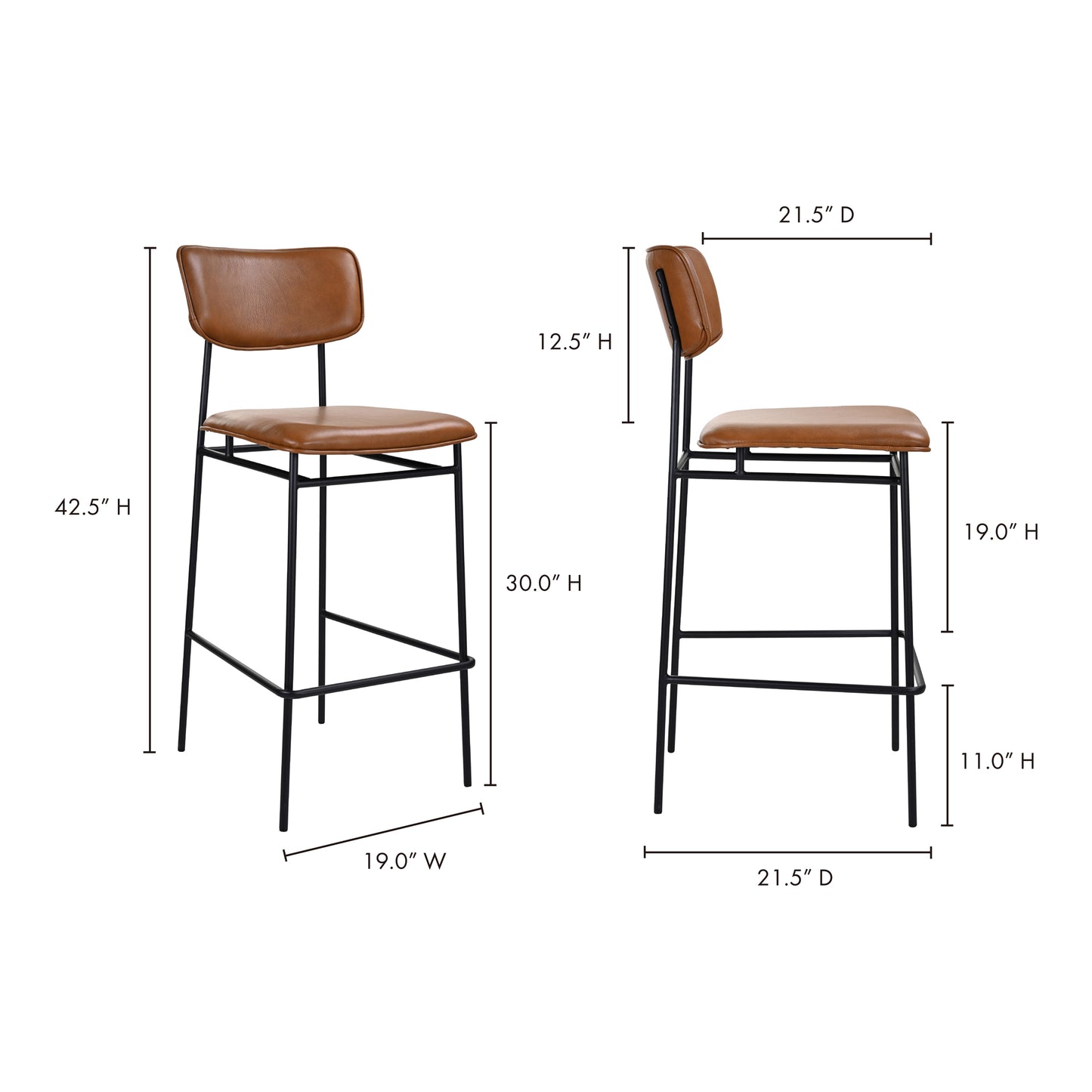Sailor Bar Stool Brown by Moe's Home