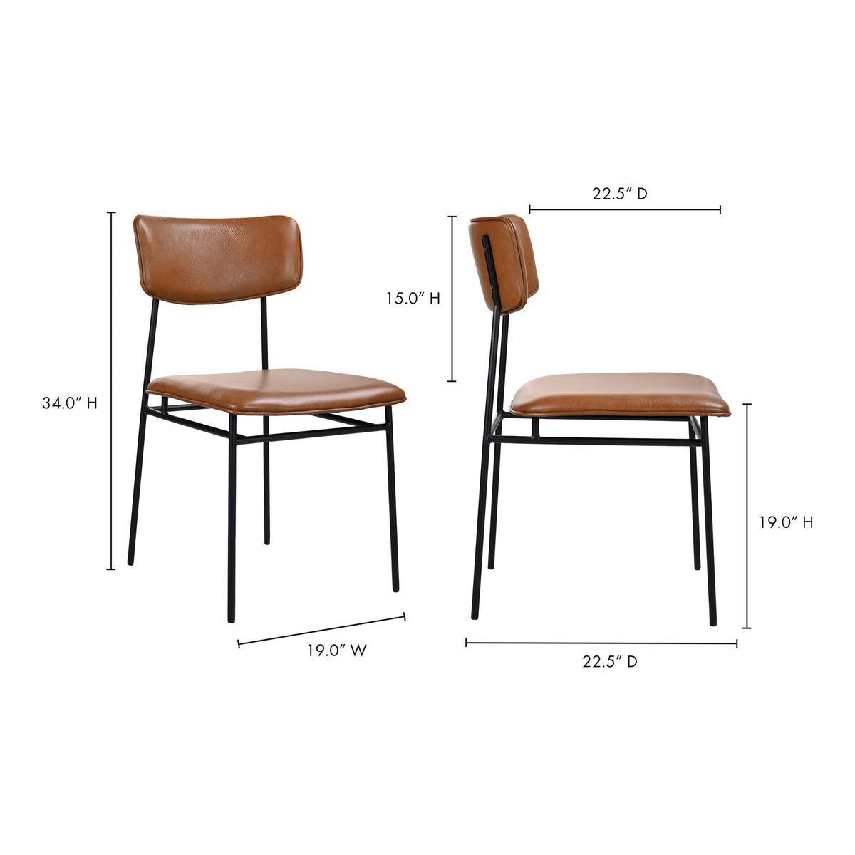 Sailor Dining Chair Brown - Set Of Two by Moe's Home