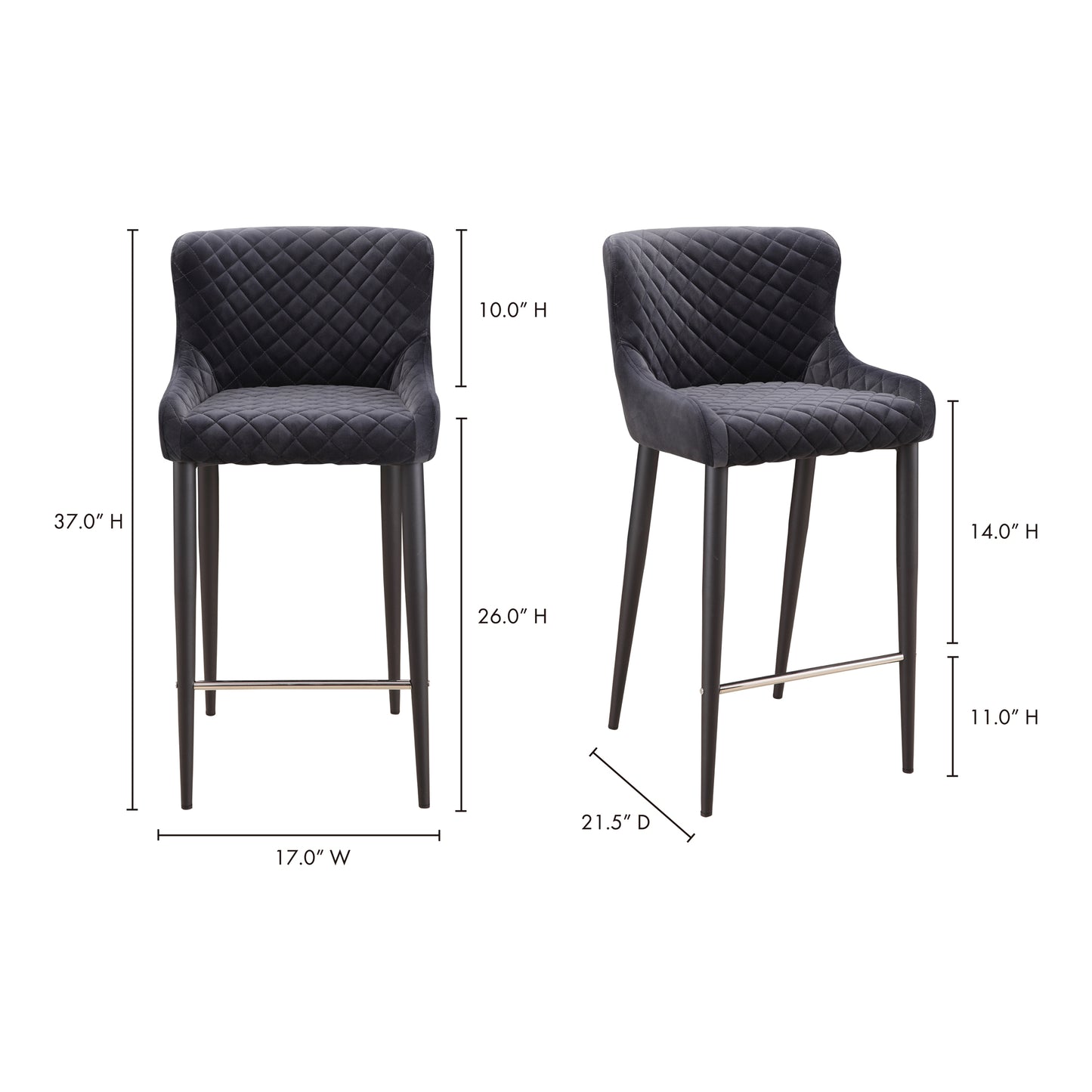 Etta Counter Stool Dark Grey by Moe's Home