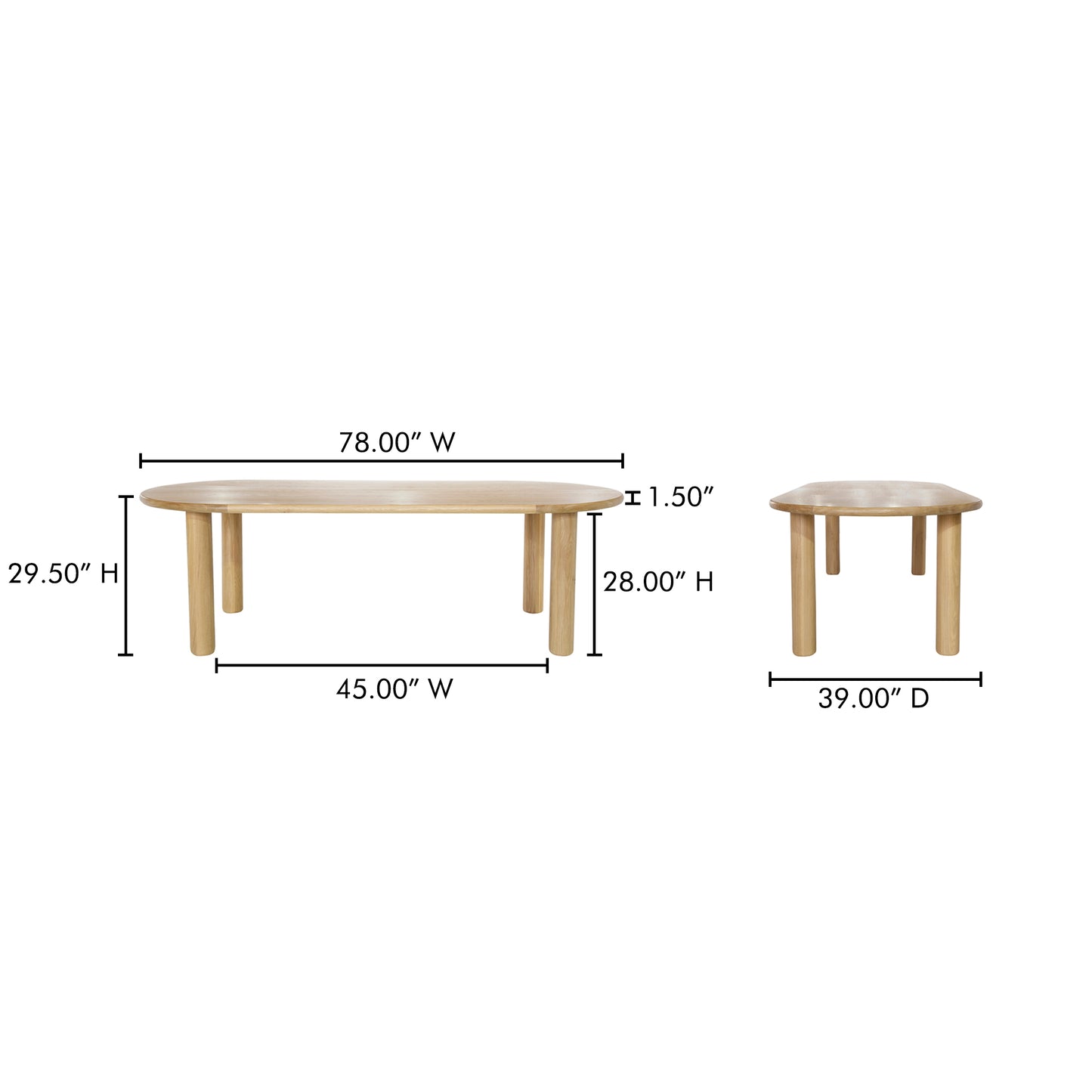 Milo Small Dining Table Oak by Moe's Home