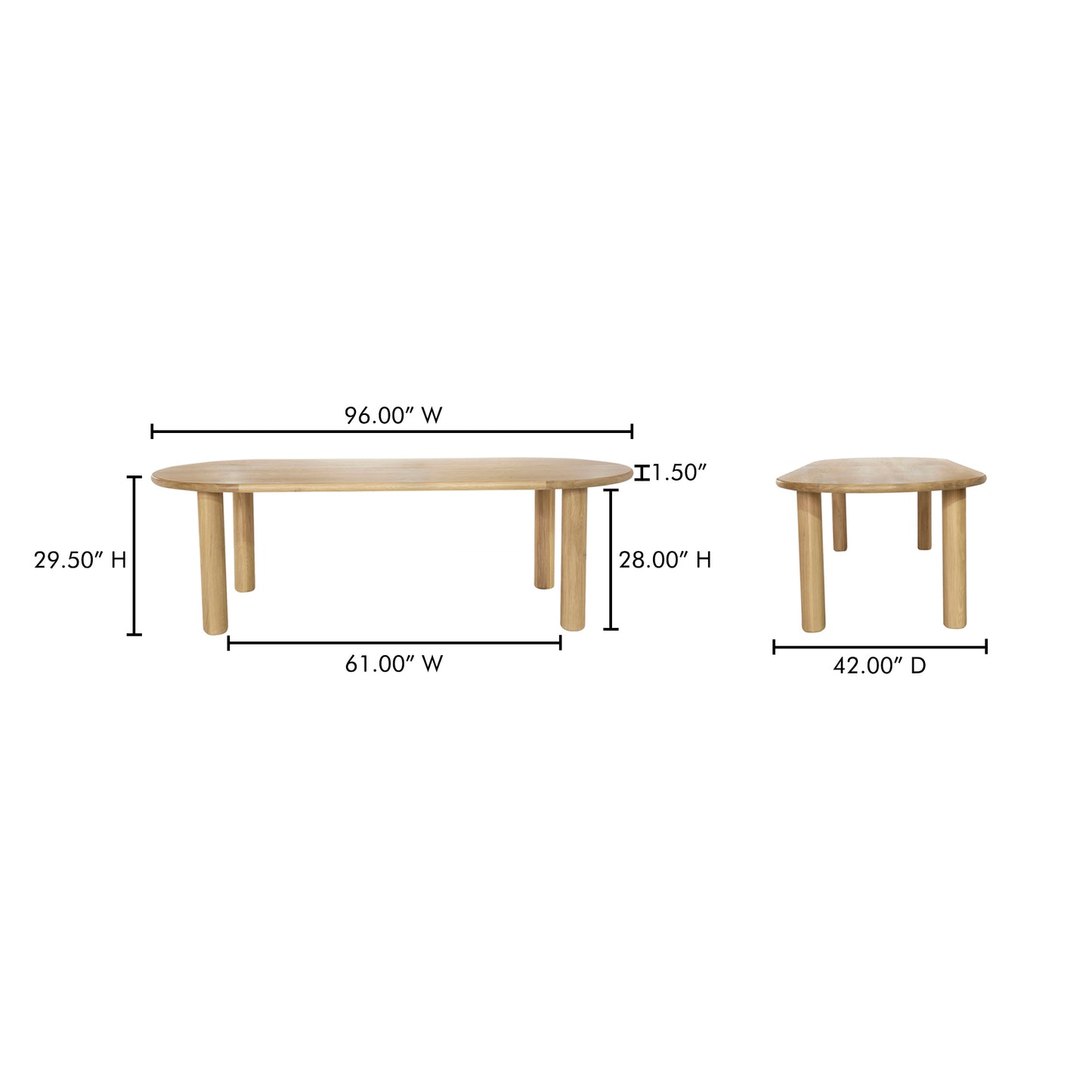 Milo Large Dining Table Oak by Moe's Home