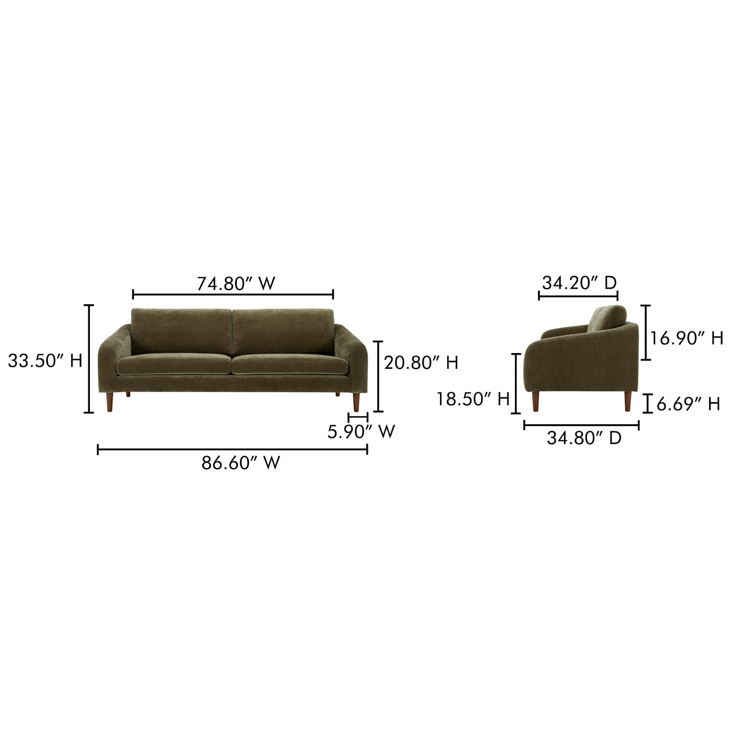 Quinn Sofa Cedar Green by Moe's Home