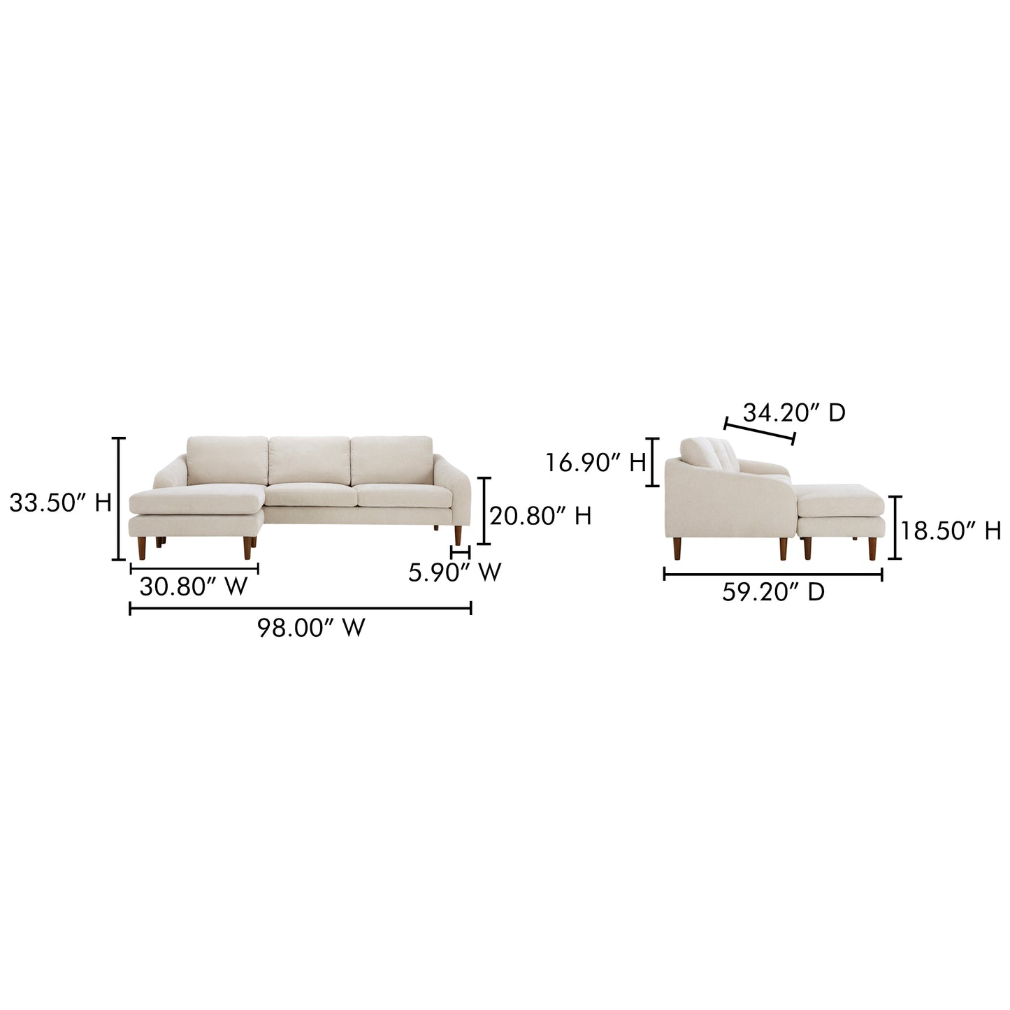 Quinn Sectional Oatmeal by Moe's Home