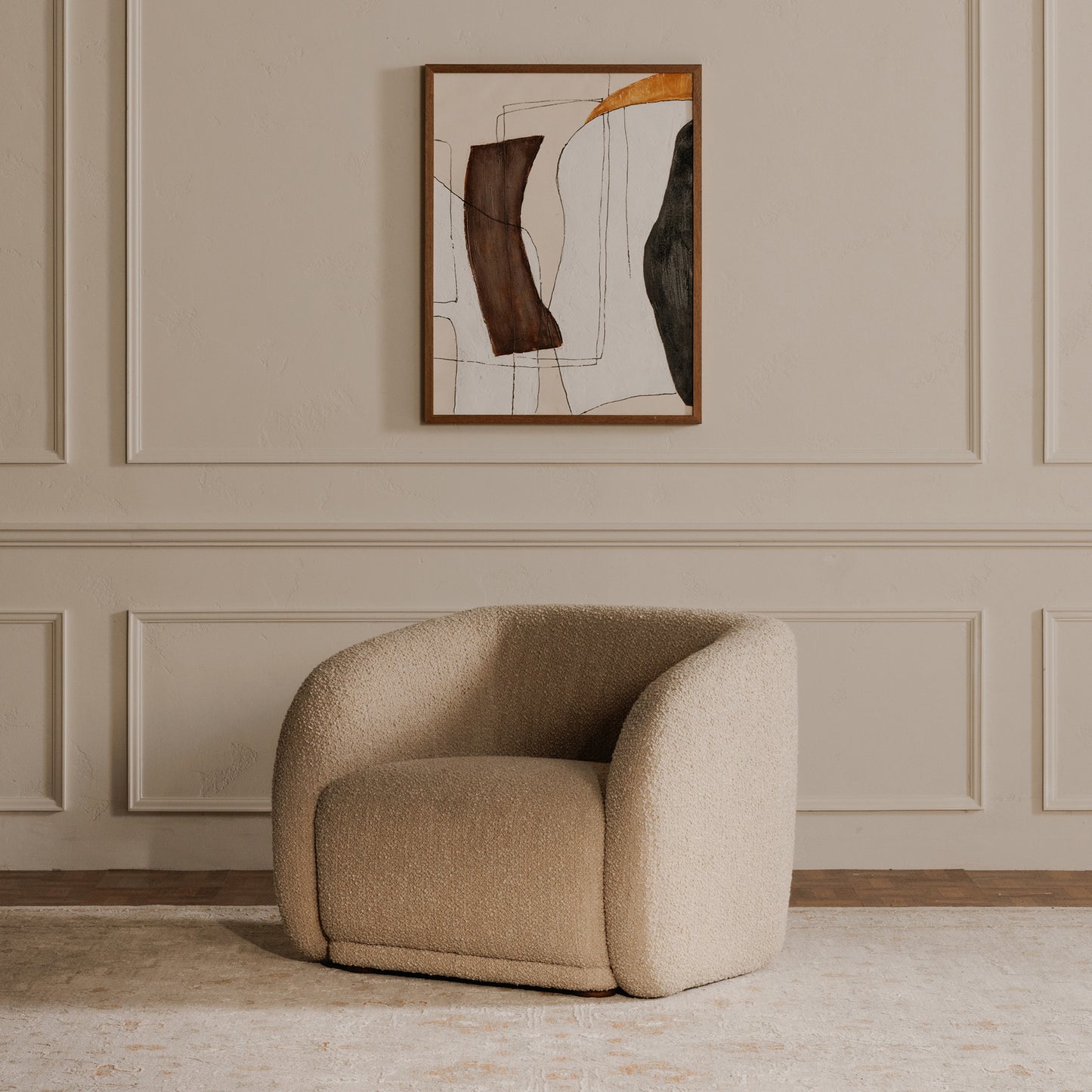 Faye Accent Chair Beige Boucle by Moe's Home