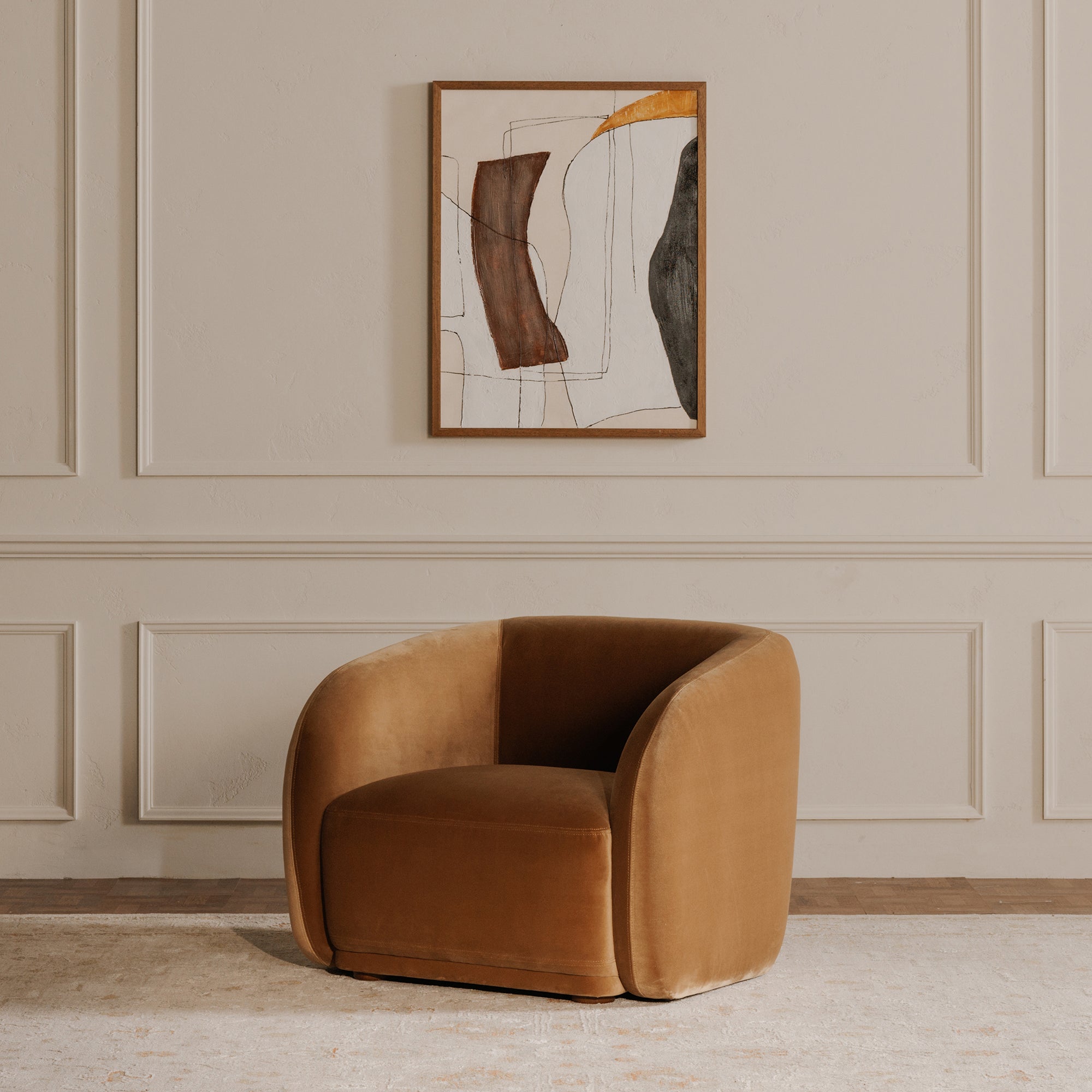Faye Accent Chair Tan Faux Mohair by Moe's Home