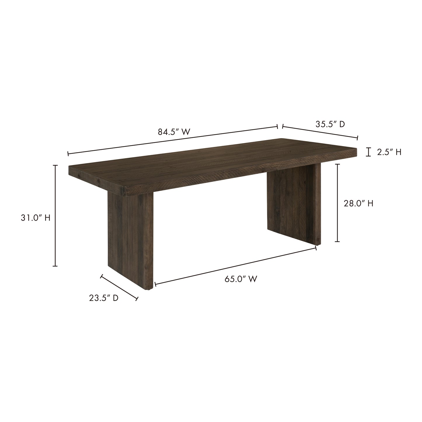 Monterey Dining Table Light Grey by Moe's Home