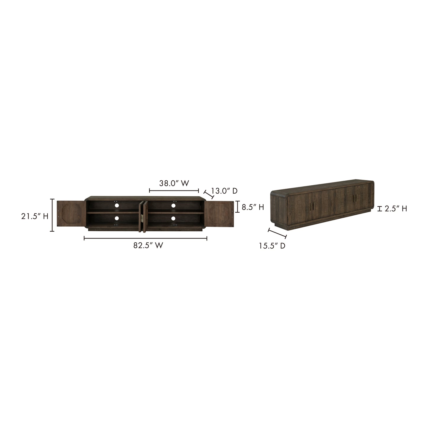 Monterey Media Cabinet Light Grey by Moe's Home