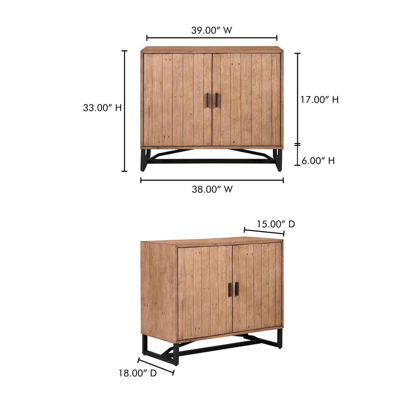 Sierra 2 Door Cabinet Natural by Moe's Home