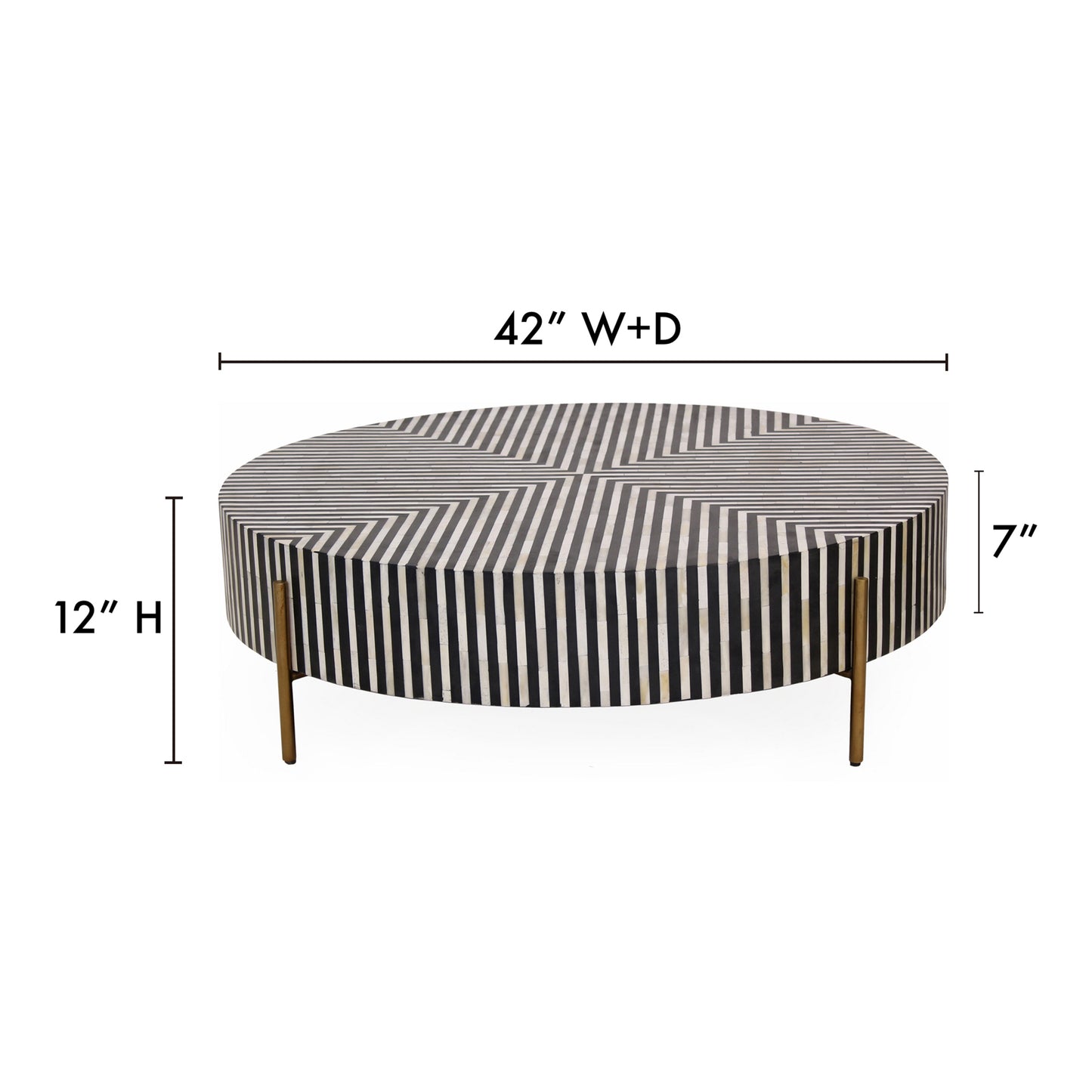 Chameau Medium Coffee Table Black and White by Moe's Home