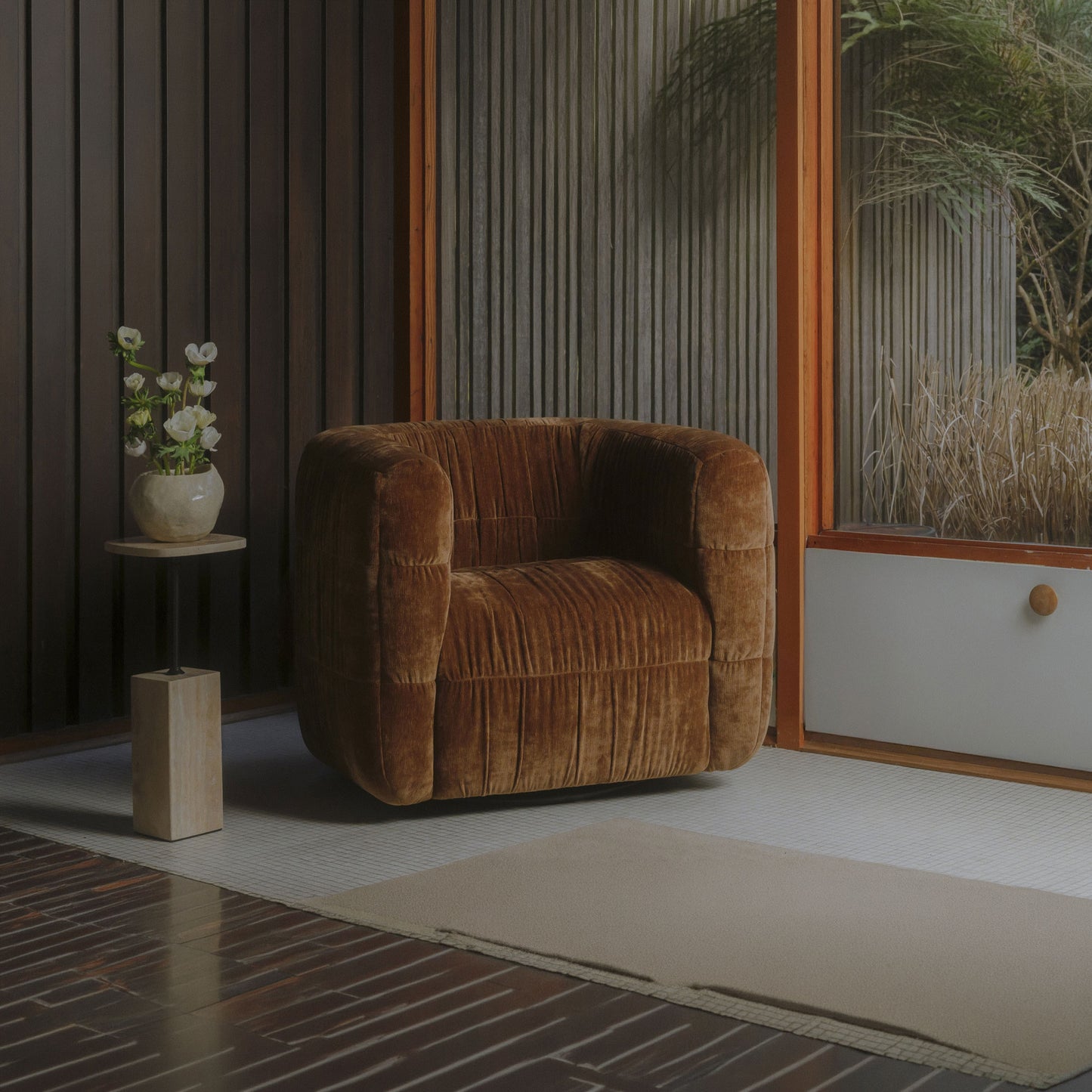 Caro Side Table Travertine by Moe's Home