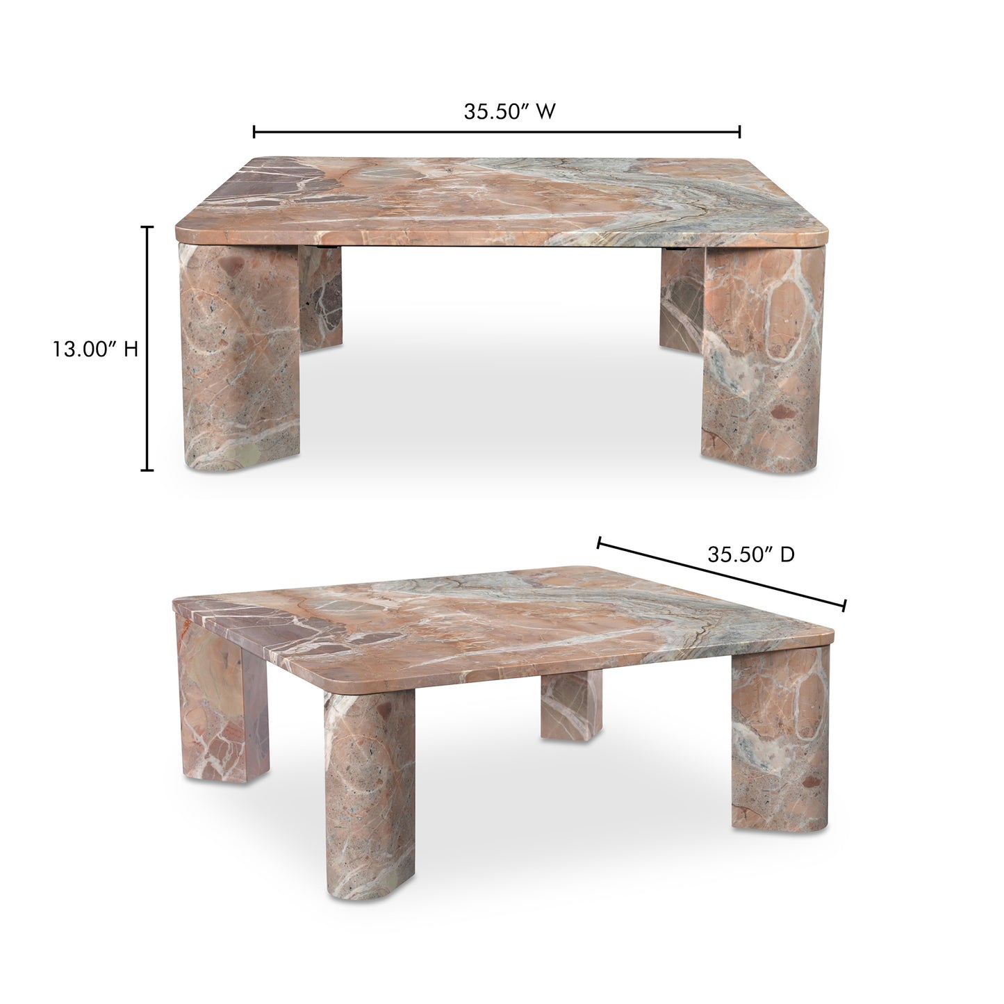 Segment Coffee Table Orange Levante Marble by Moe's Home