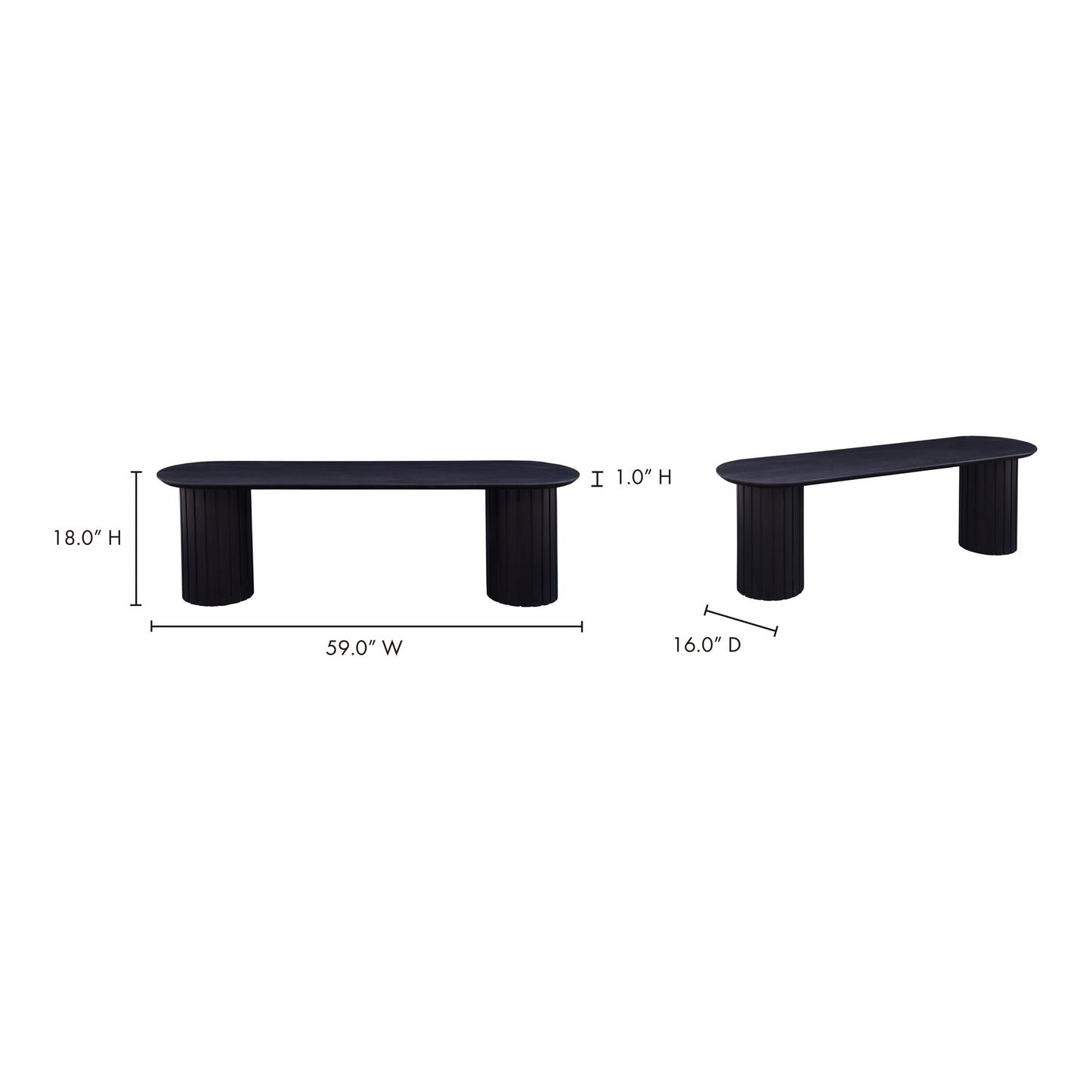 Povera Dining Bench Black by Moe's Home
