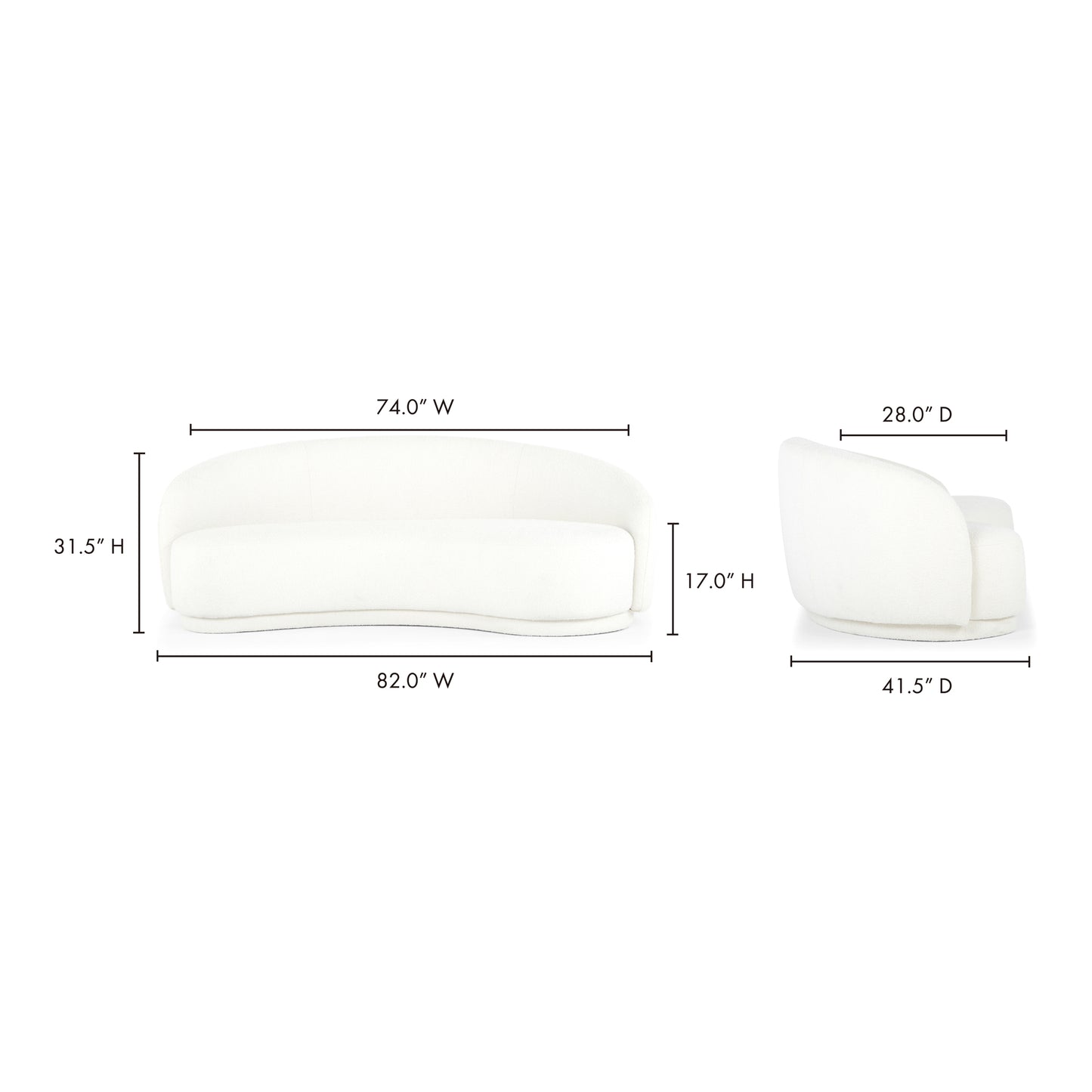 Excelsior Sofa Cream by Moe's Home