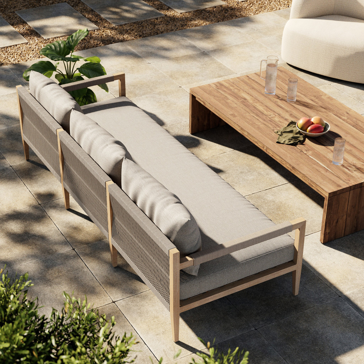 Sherwood Outdoor Sofa, Washed Brown