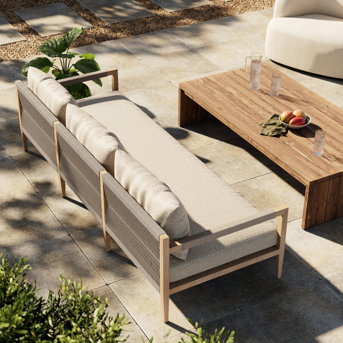 Sherwood Outdoor Sofa, Washed Brown