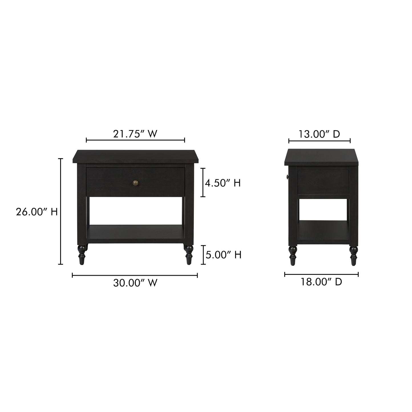 Katherine Nightstand Black by Moe's Home